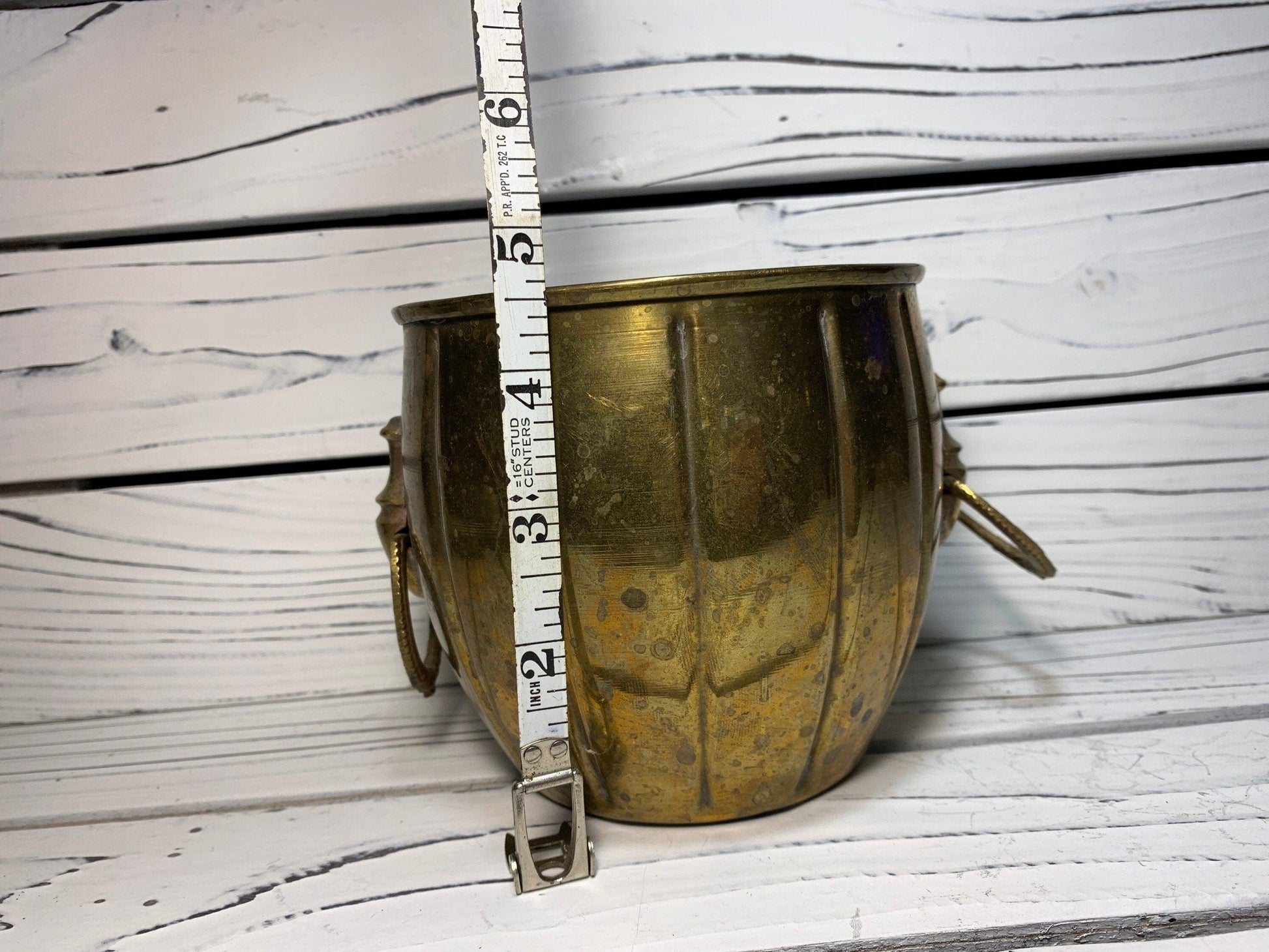 Vintage Brass Pot, Decorative Brass Planter or Candle Holder -Located at Funkyhouse Vintage Antique Store, Weiser Idaho