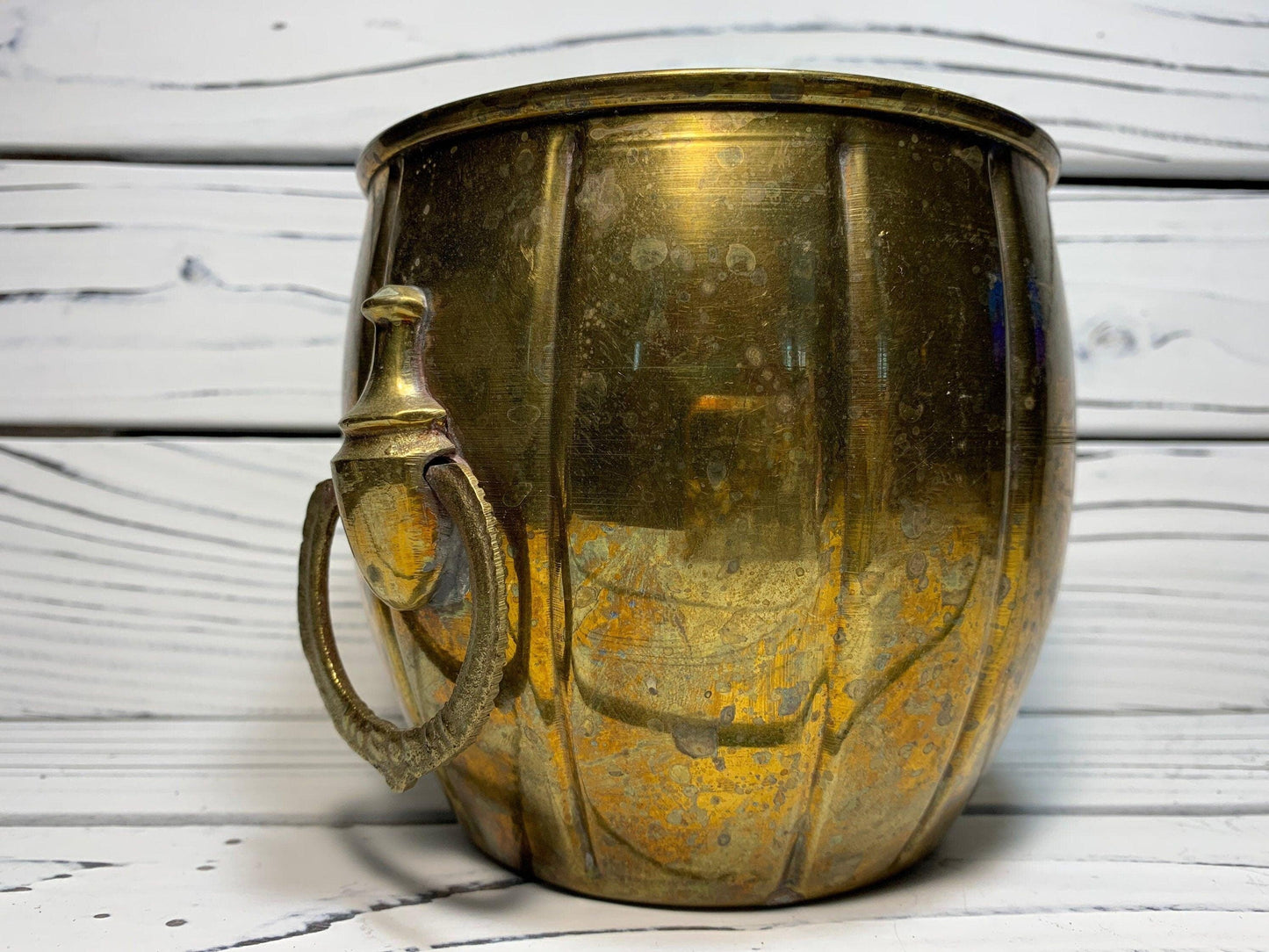 Vintage Brass Pot, Decorative Brass Planter or Candle Holder -Located at Funkyhouse Vintage Antique Store, Weiser Idaho
