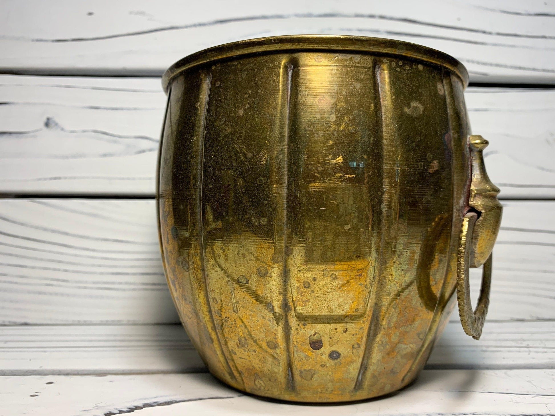 Vintage Brass Pot, Decorative Brass Planter or Candle Holder -Located at Funkyhouse Vintage Antique Store, Weiser Idaho