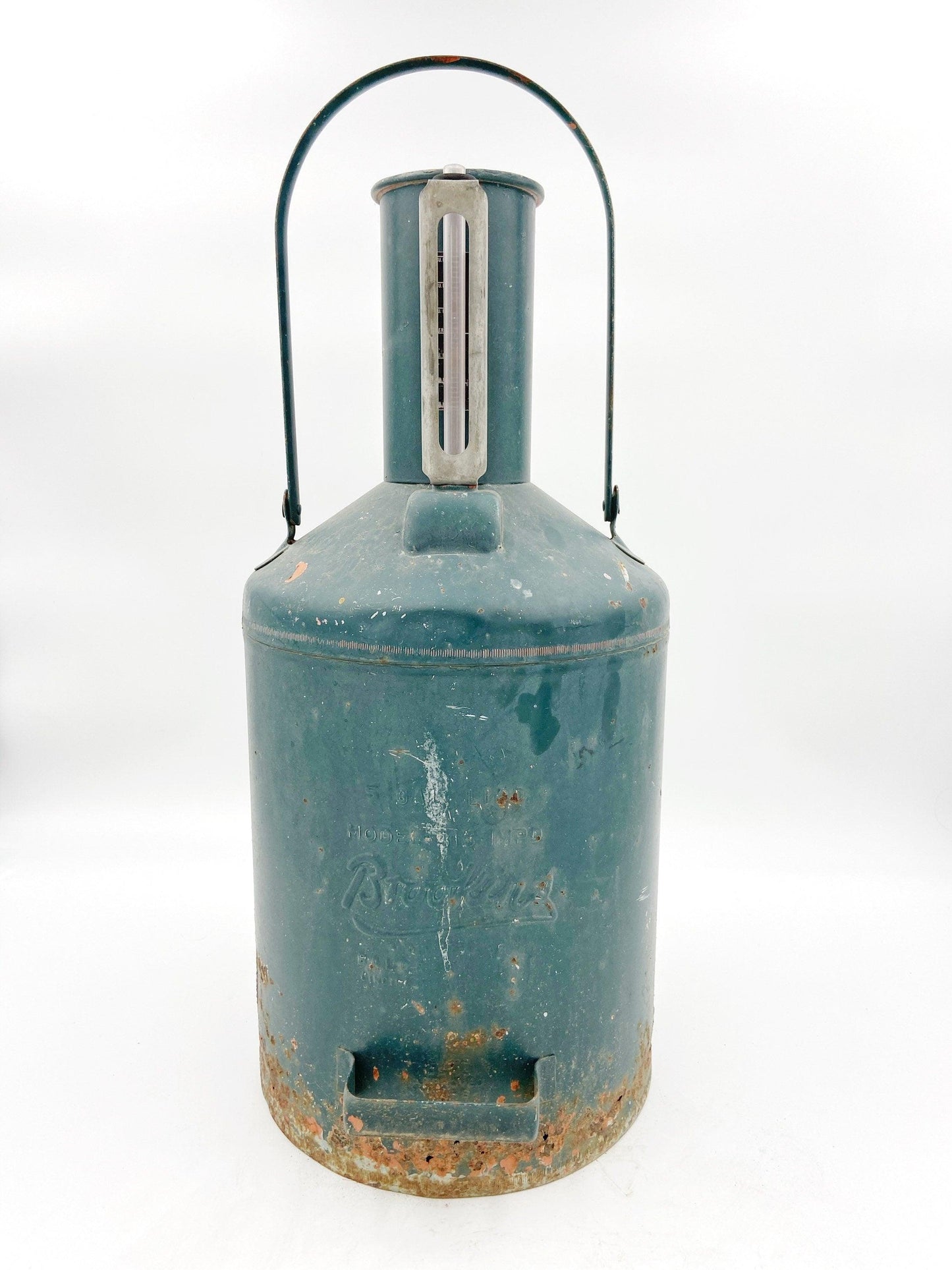 Vintage BROOKINS Service Gas Station Calibration Test Measure 5 Gal. Metal Can, Gift for Him, Man Gift -Located at Funkyhouse Vintage Antique Store, Weiser Idaho