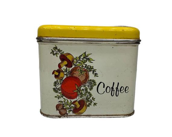 Vintage Cheinco Coffee Canister, Tin Metal Canister With Spice Of Life Pattern -Located at Funkyhouse Vintage Antique Store, Weiser Idaho