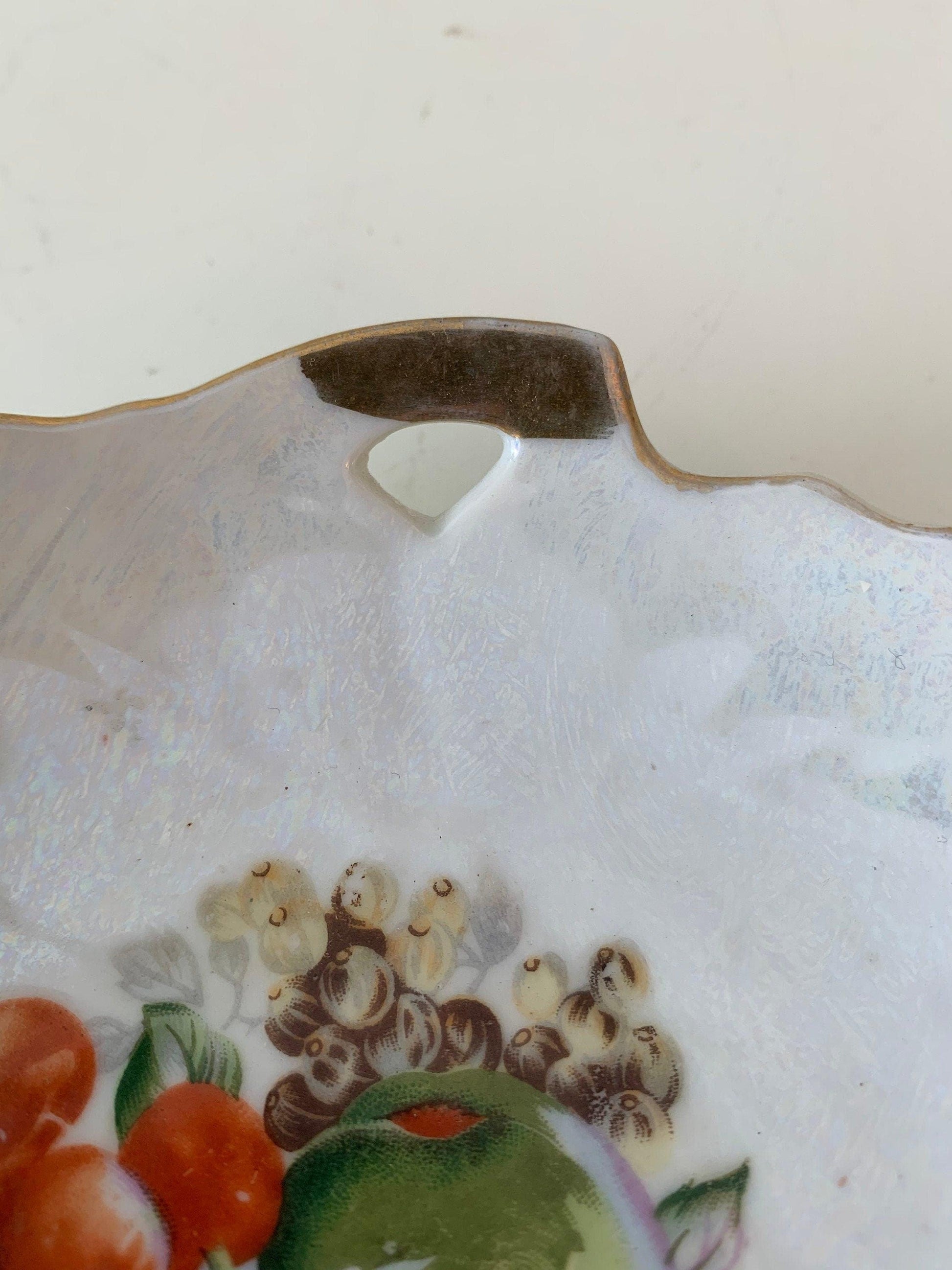 Vintage China Plate, Hand Painted With Fruit Design And Gold Scalloped Edge, Vintage Porcelain Bread Plate -Located at Funkyhouse Vintage Antique Store, Weiser Idaho
