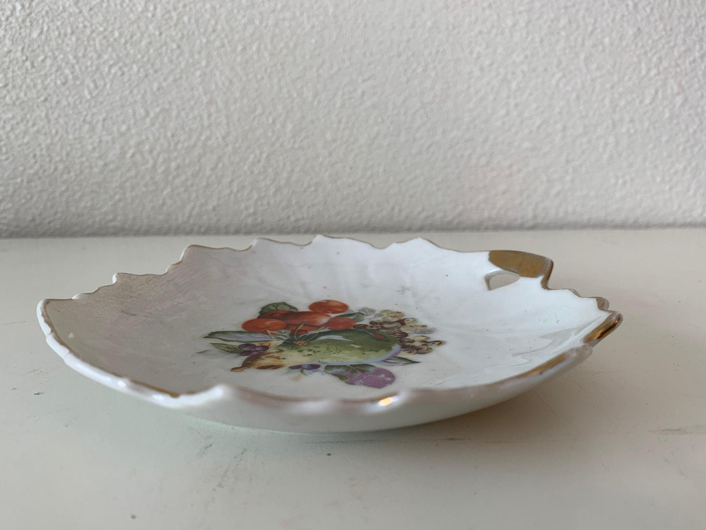 Vintage China Plate, Hand Painted With Fruit Design And Gold Scalloped Edge, Vintage Porcelain Bread Plate -Located at Funkyhouse Vintage Antique Store, Weiser Idaho