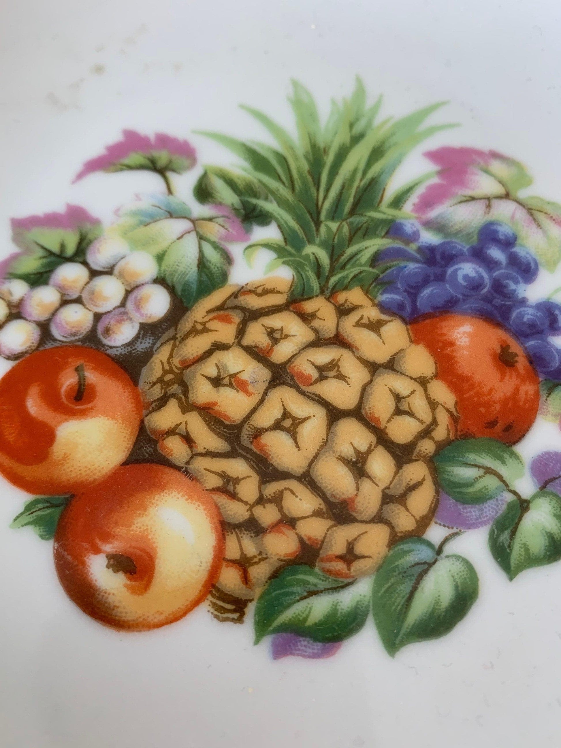 Vintage China Plate, Hand Painted With Fruit Design In Center, Vintage Porcelain Bread Plate -Located at Funkyhouse Vintage Antique Store, Weiser Idaho