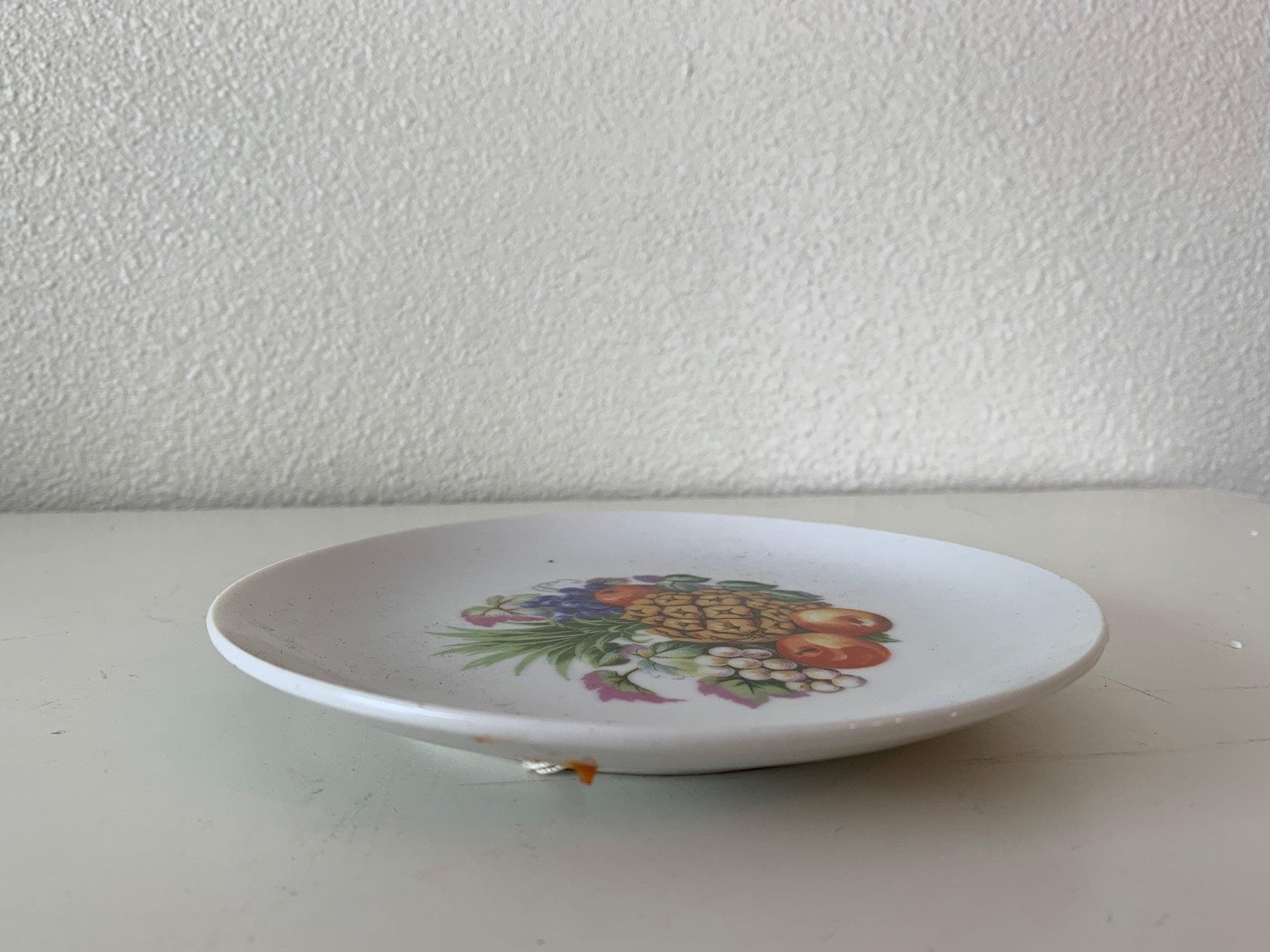 Vintage China Plate, Hand Painted With Fruit Design In Center, Vintage Porcelain Bread Plate -Located at Funkyhouse Vintage Antique Store, Weiser Idaho