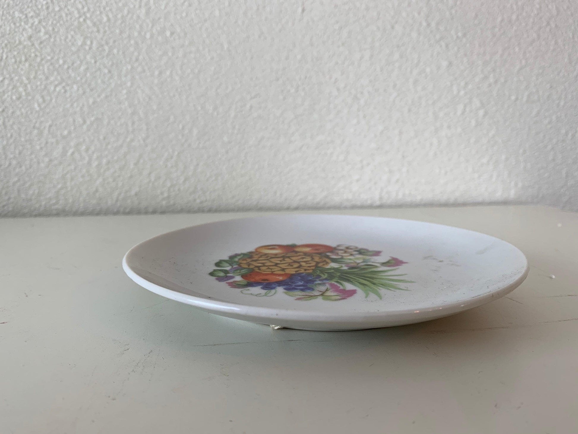 Vintage China Plate, Hand Painted With Fruit Design In Center, Vintage Porcelain Bread Plate -Located at Funkyhouse Vintage Antique Store, Weiser Idaho