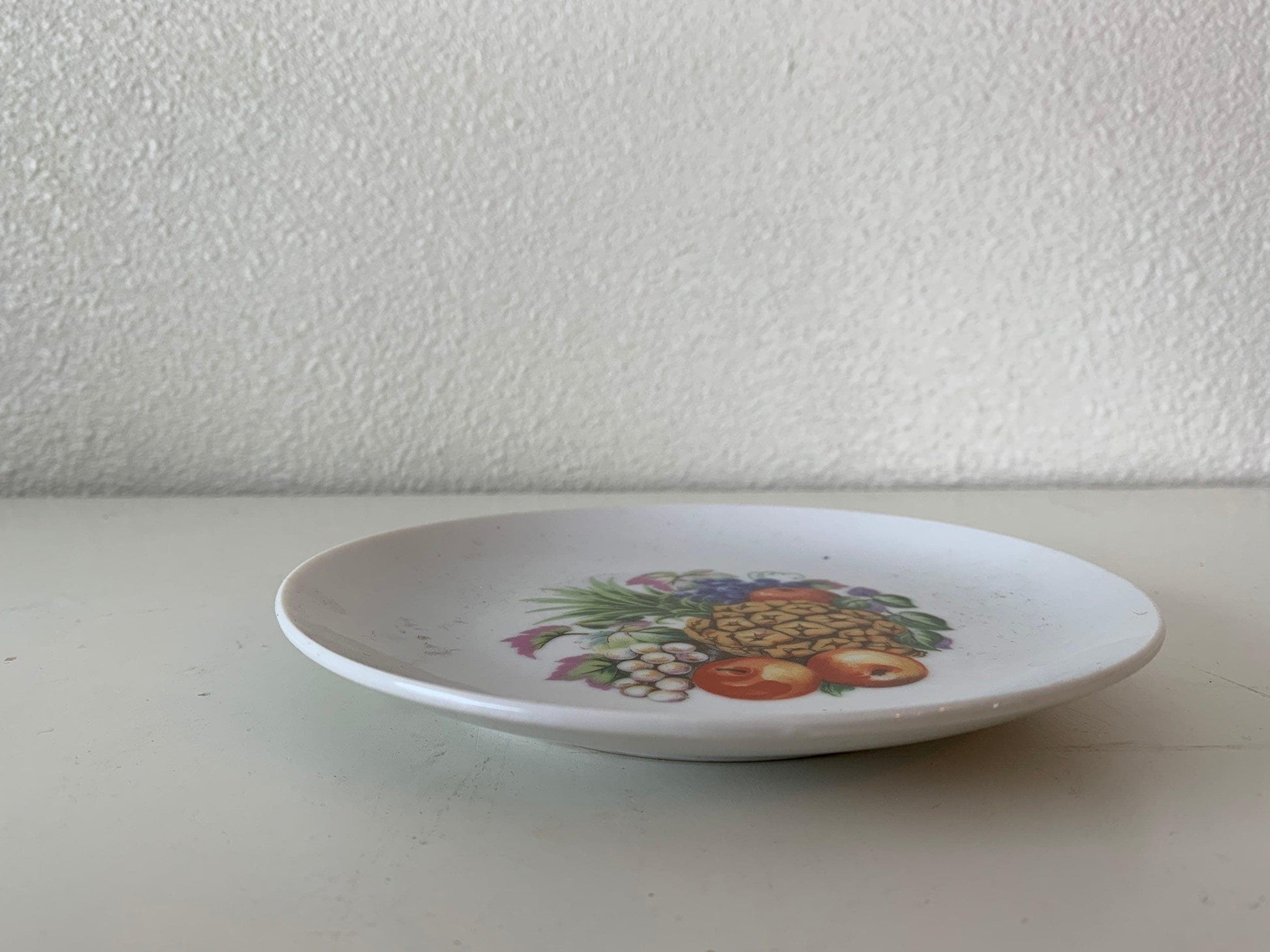 Vintage China Plate, Hand Painted With Fruit Design In Center, Vintage Porcelain Bread Plate -Located at Funkyhouse Vintage Antique Store, Weiser Idaho