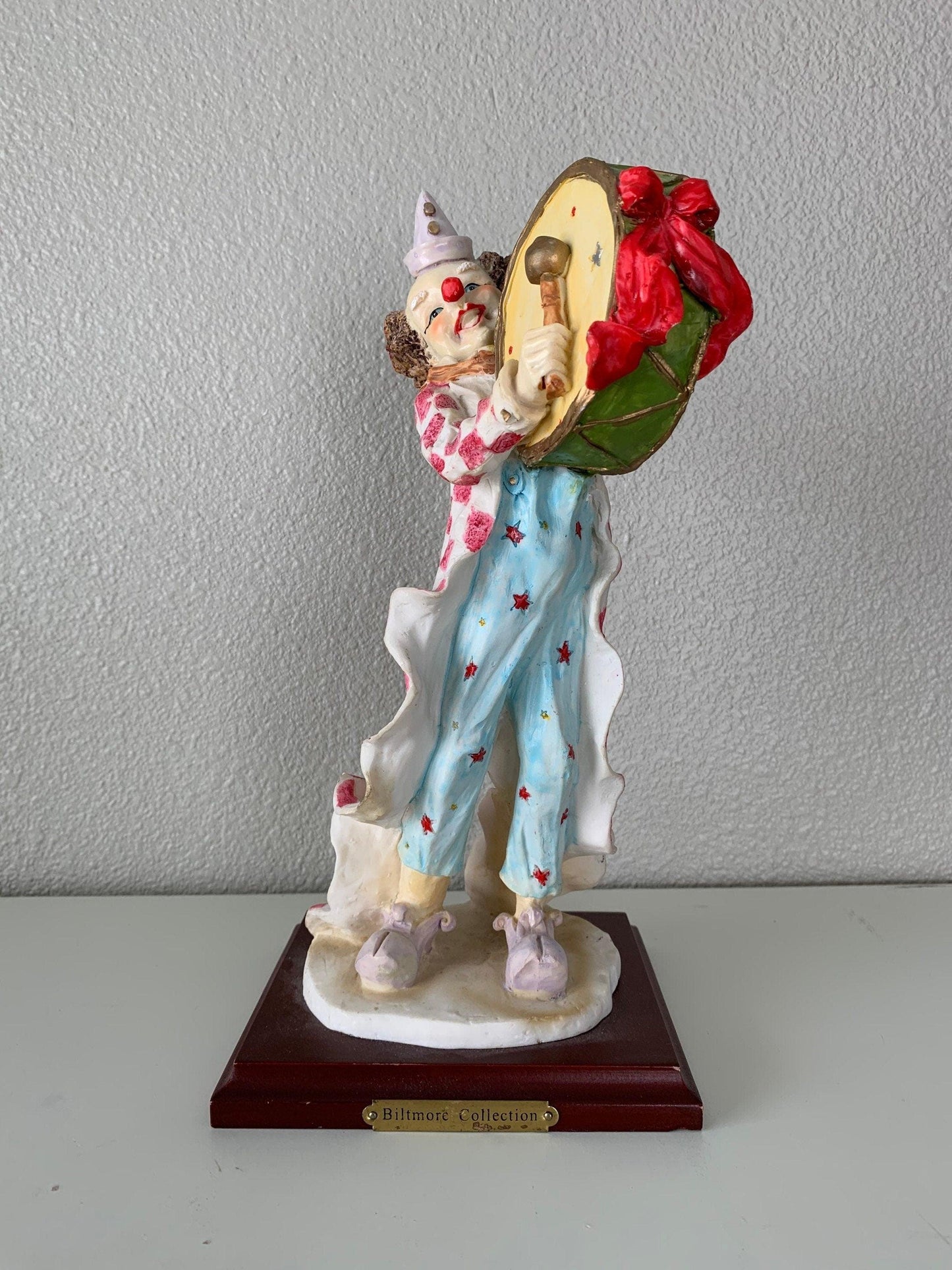 Vintage Clown Figurine, Biltmore Collection Oddity, Clown Playing Drum -Located at Funkyhouse Vintage Antique Store, Weiser Idaho