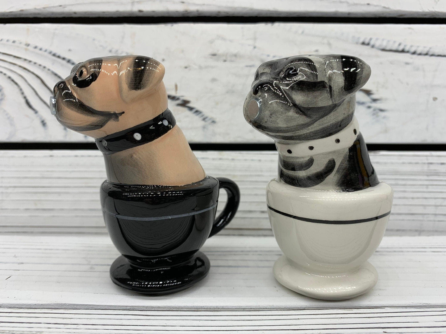 Vintage Dog Salt And Pepper Shakers, Magnetic Attractives Ceramic Salt & Pepper Shaker -Located at Funkyhouse Vintage Antique Store, Weiser Idaho