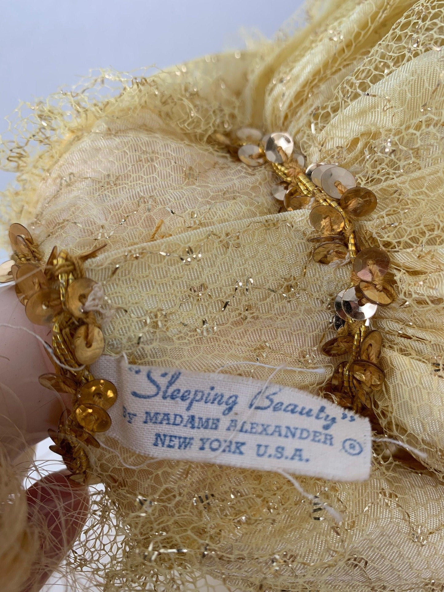 Vintage Doll, Madame Alexander "Sleeping Beauty" with Blonde Hair and Yellow Dress -Located at Funkyhouse Vintage Antique Store, Weiser Idaho