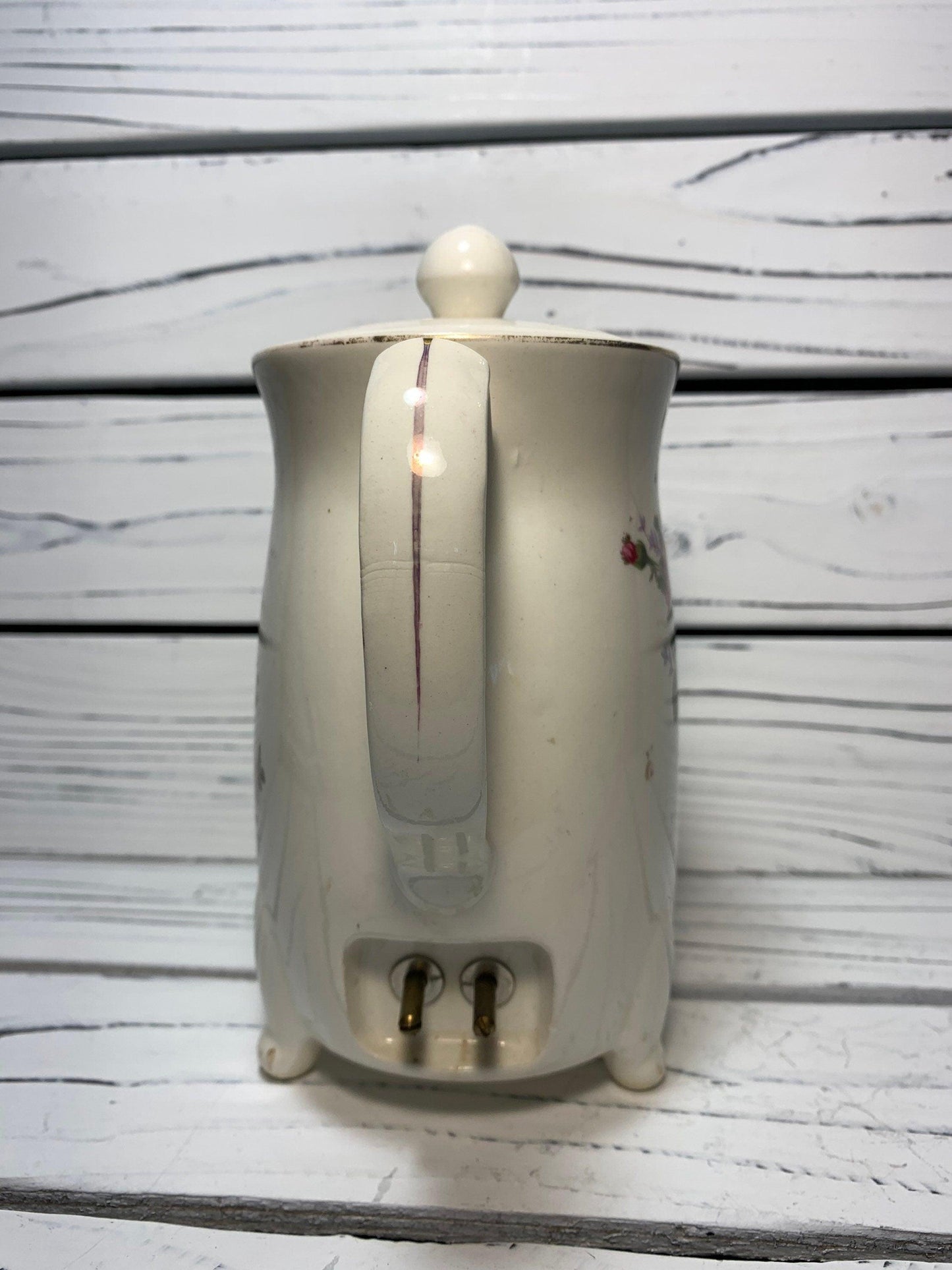 Vintage Electric Tea Pot Kettle, Ceramic Hot Water Heater From Japan With Flower Design -Located at Funkyhouse Vintage Antique Store, Weiser Idaho