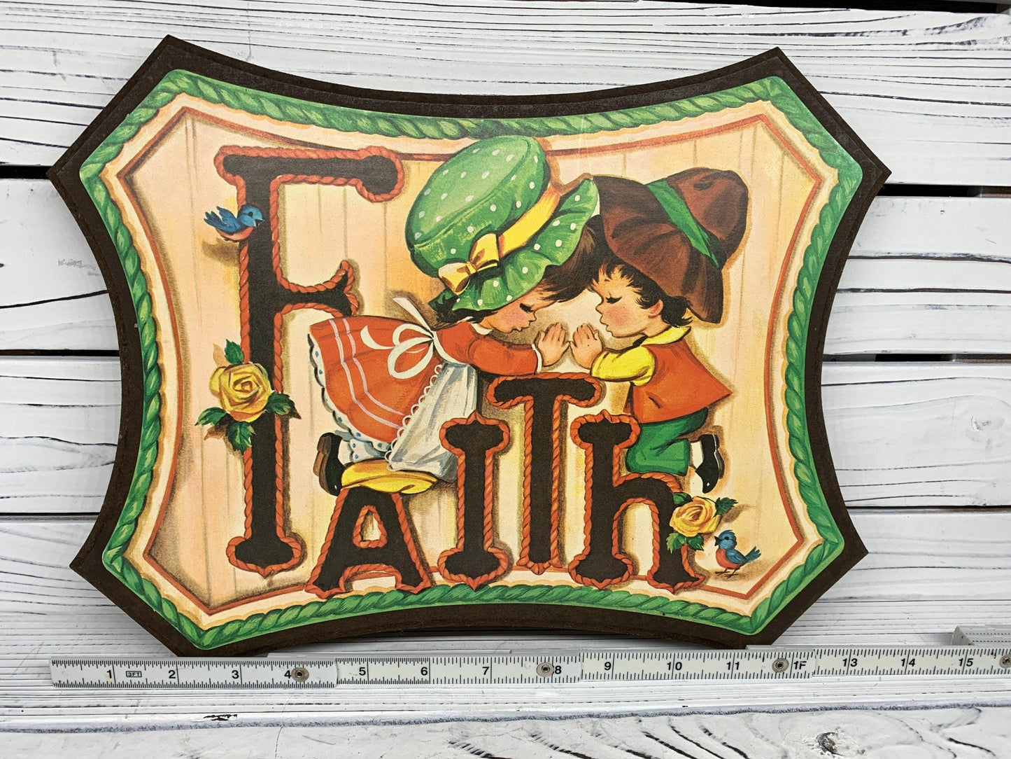 Vintage Faith Sign, Pressed Wood Wall Art, 1970s Farmhouse Country Decor -Located at Funkyhouse Vintage Antique Store, Weiser Idaho