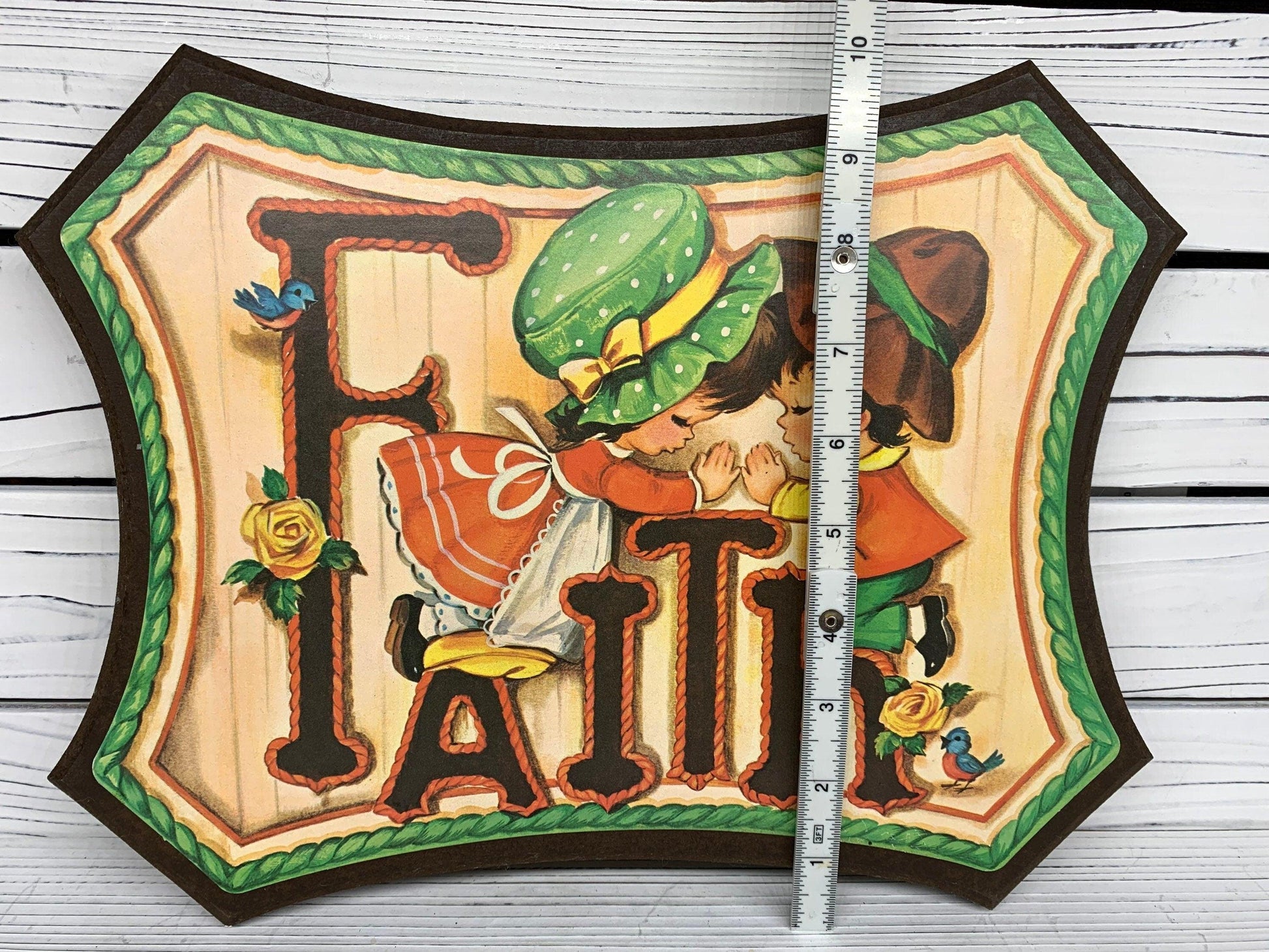 Vintage Faith Sign, Pressed Wood Wall Art, 1970s Farmhouse Country Decor -Located at Funkyhouse Vintage Antique Store, Weiser Idaho