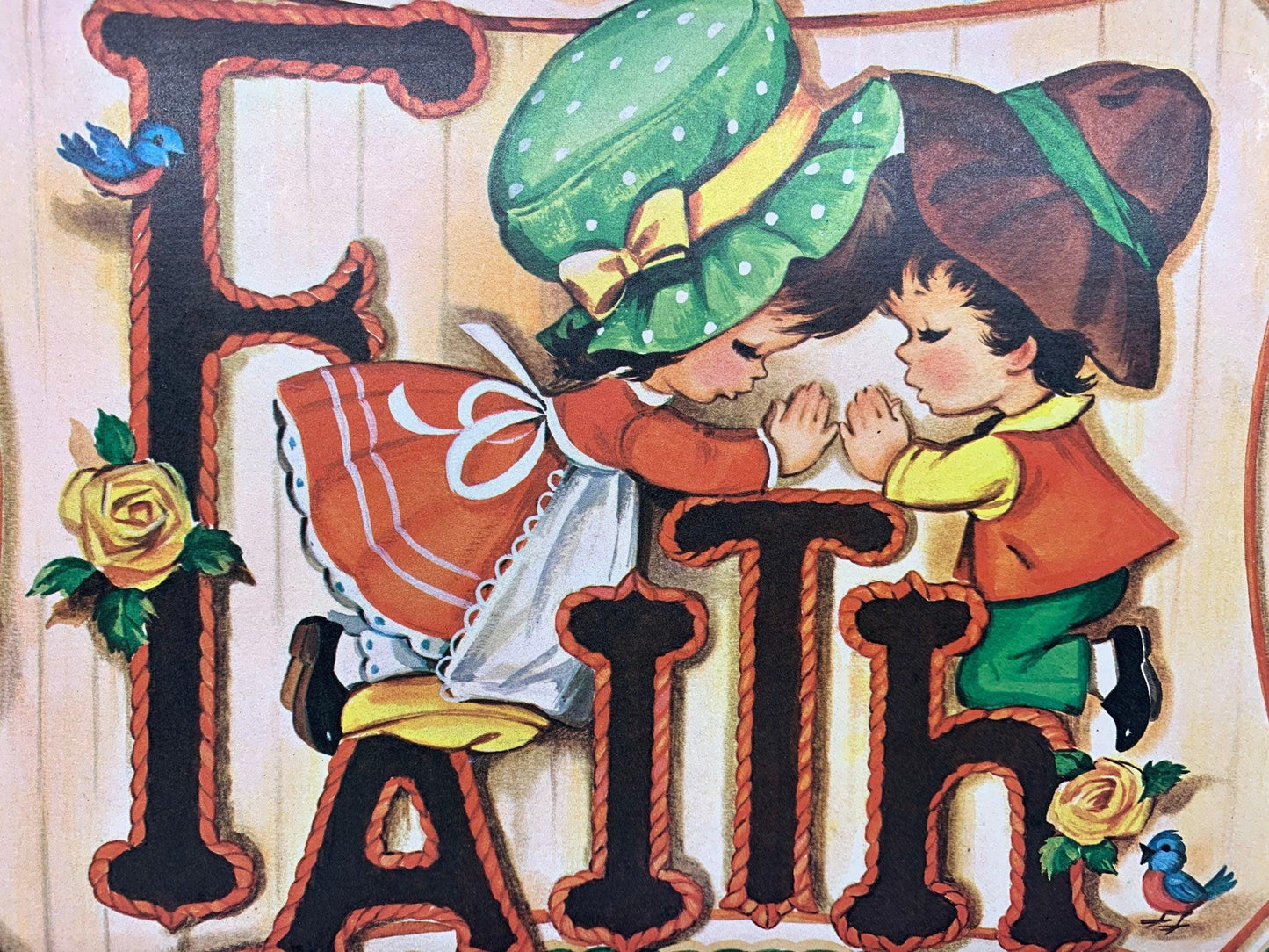 Vintage Faith Sign, Pressed Wood Wall Art, 1970s Farmhouse Country Decor -Located at Funkyhouse Vintage Antique Store, Weiser Idaho