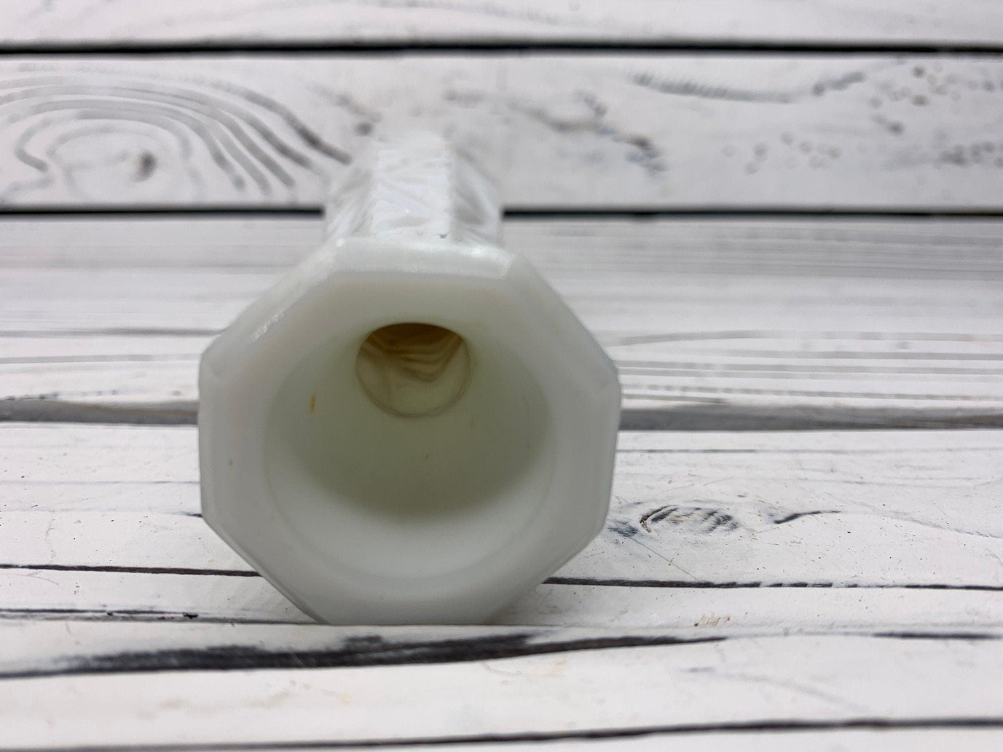 Vintage Glass Flower Vase, White Milk Glass Bud Vase With Etched Detail For Weddings Or Showers -Located at Funkyhouse Vintage Antique Store, Weiser Idaho