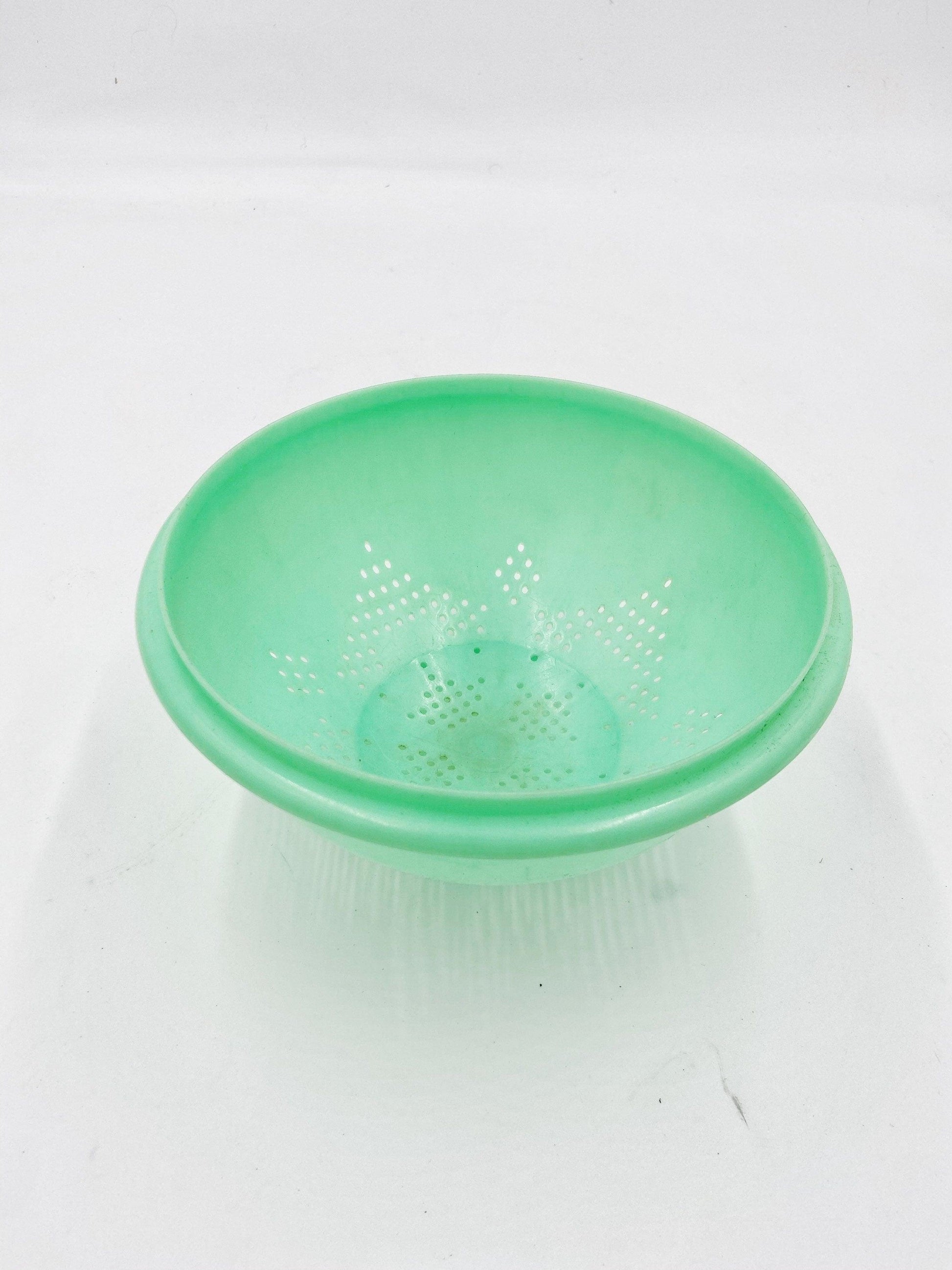 Vintage Green Tupperware Brand Colander, Tupper Ware Food Storage, Retro Mid Century Kitchen Bowls -Located at Funkyhouse Vintage Antique Store, Weiser Idaho