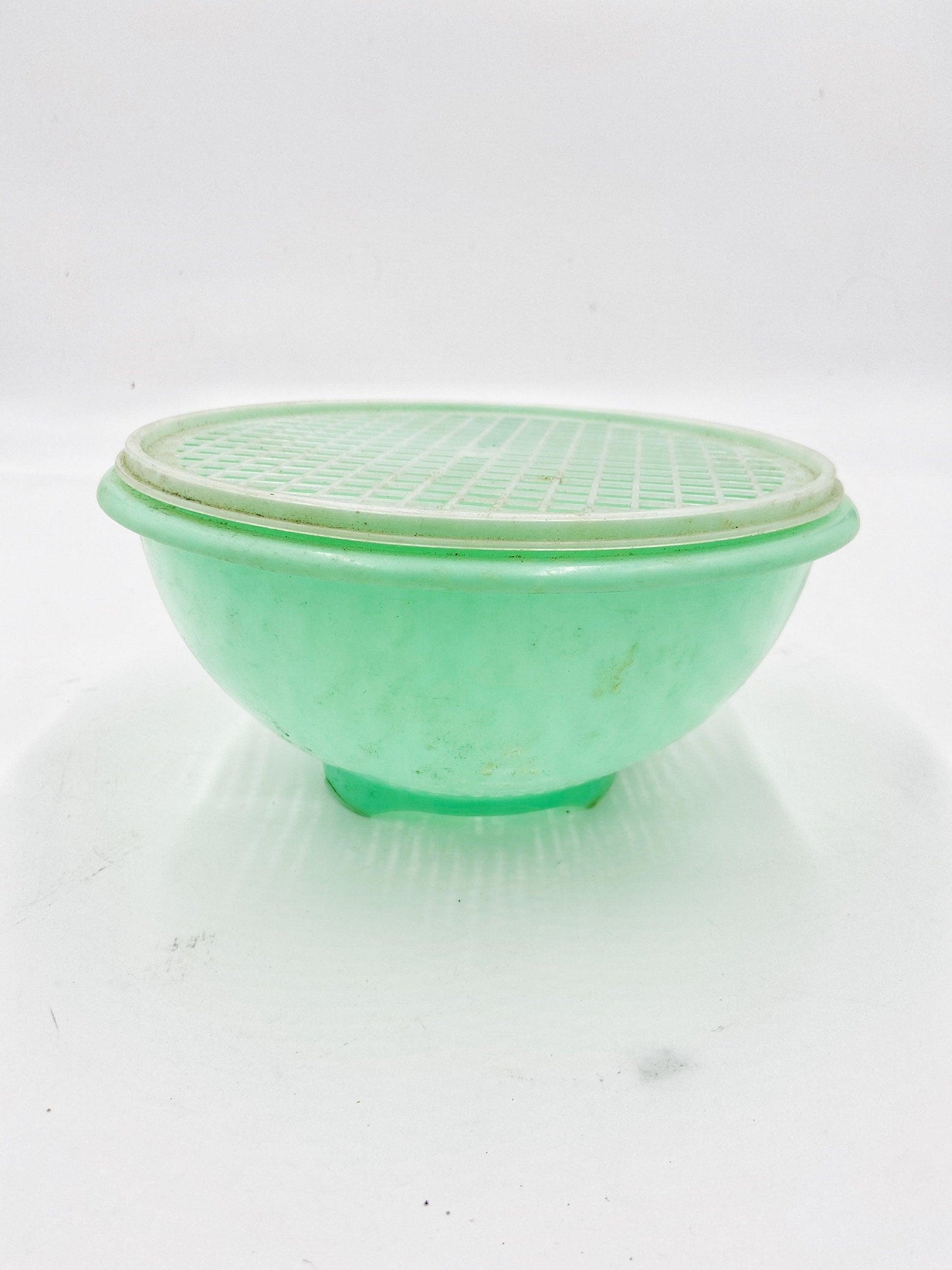 Vintage Green Tupperware Brand Colander, Tupper Ware Food Storage, Retro Mid Century Kitchen Bowls -Located at Funkyhouse Vintage Antique Store, Weiser Idaho