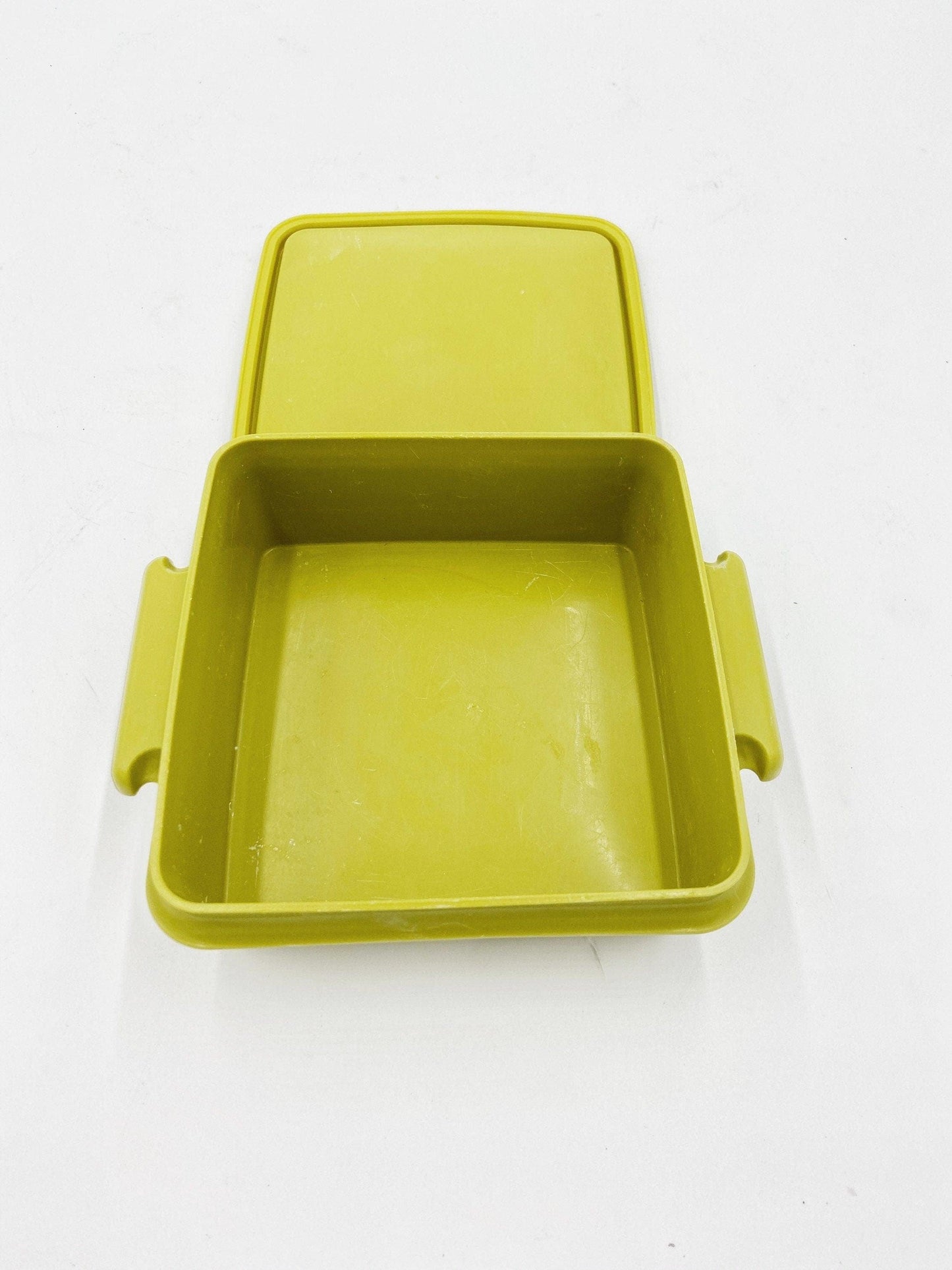 Vintage Green Tupperware Square Stacking Bowl, Antique Tupper Ware, Food Storage, Retro Kitchen, Mid Century Modern Kitchen Decor, 1970s -Located at Funkyhouse Vintage Antique Store, Weiser Idaho