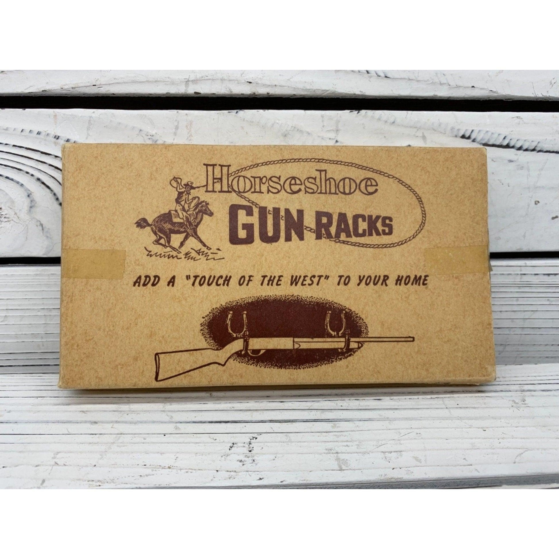Vintage Horseshoe Gun Rack Novelty Piece in Original Box, Western Hat Or Coat Rack, Add A Touch Of The West To Your Home -Located at Funkyhouse Vintage Antique Store, Weiser Idaho