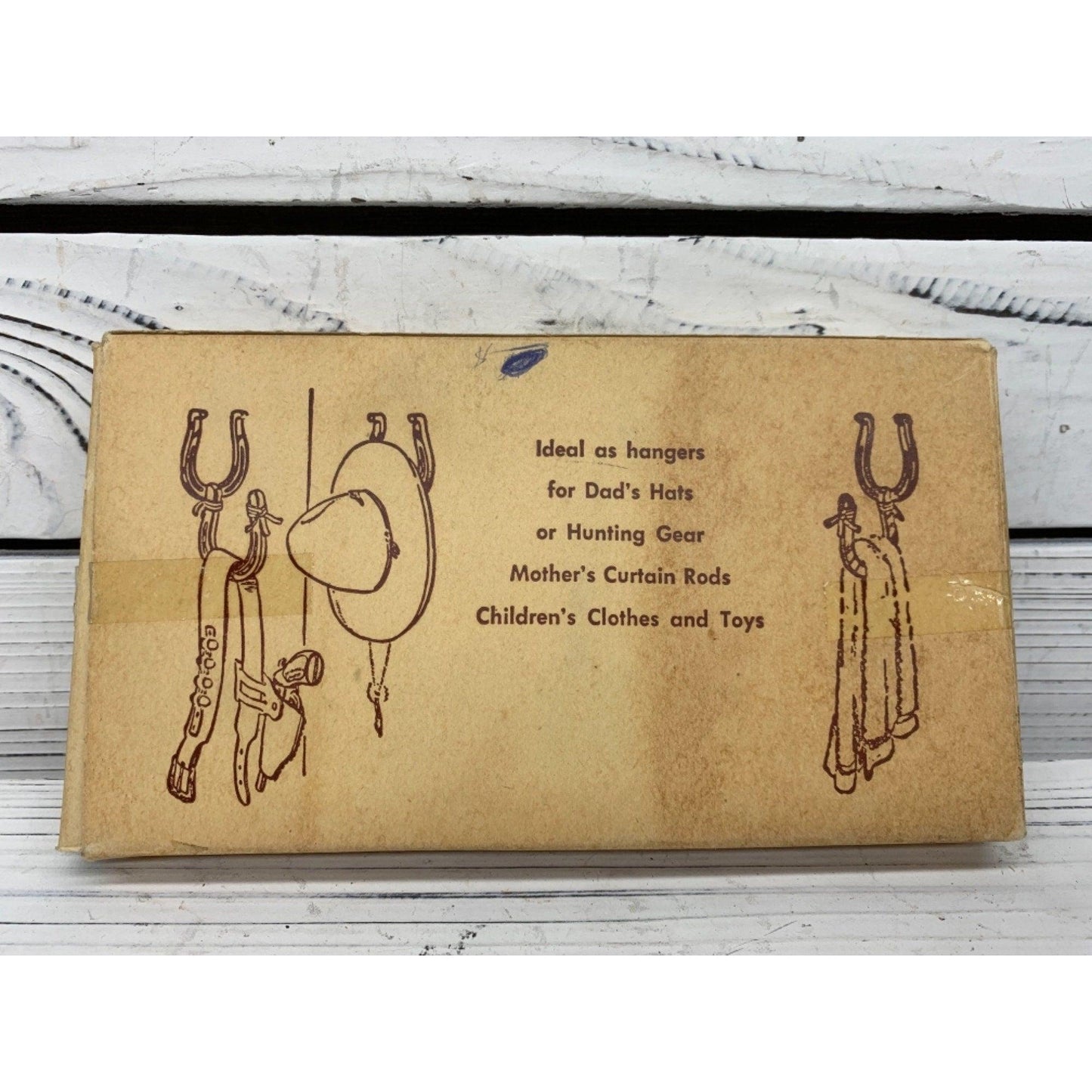 Vintage Horseshoe Gun Rack Novelty Piece in Original Box, Western Hat Or Coat Rack, Add A Touch Of The West To Your Home -Located at Funkyhouse Vintage Antique Store, Weiser Idaho