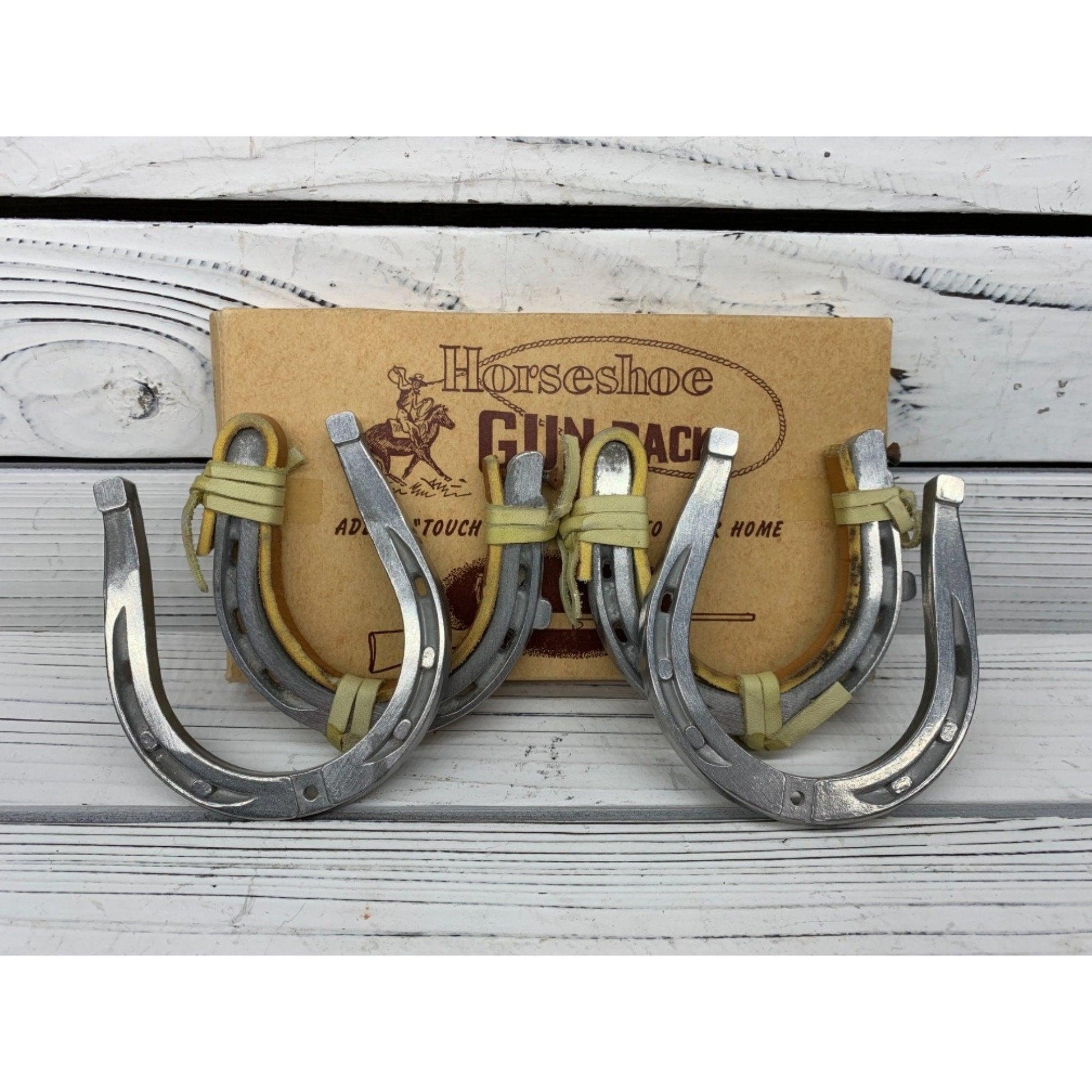 Vintage Horseshoe Gun Rack Novelty Piece in Original Box, Western Hat Or Coat Rack, Add A Touch Of The West To Your Home -Located at Funkyhouse Vintage Antique Store, Weiser Idaho