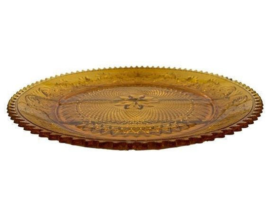 Vintage Indiana Glass Serving Platter, Amber Serving Condiments or Appetizers Dish -Located at Funkyhouse Vintage Antique Store, Weiser Idaho