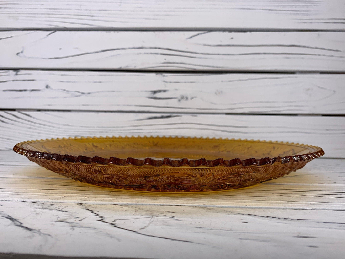 Vintage Indiana Glass Serving Platter, Amber Serving Condiments or Appetizers Dish -Located at Funkyhouse Vintage Antique Store, Weiser Idaho