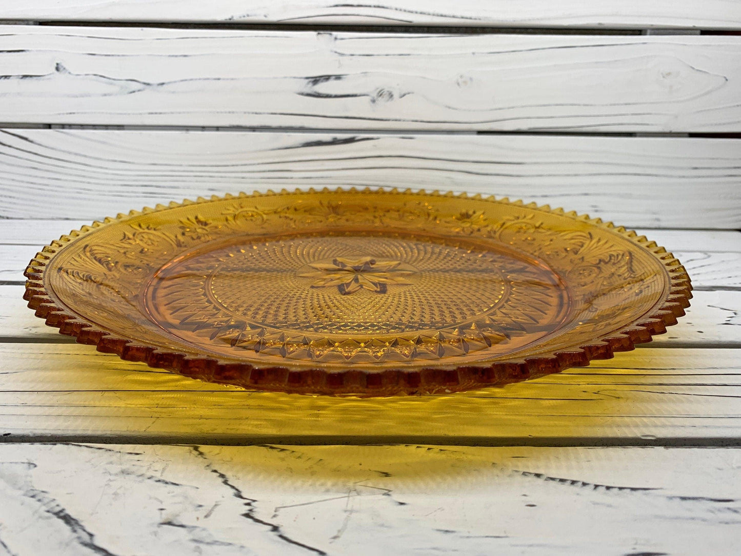 Vintage Indiana Glass Serving Platter, Amber Serving Condiments or Appetizers Dish -Located at Funkyhouse Vintage Antique Store, Weiser Idaho