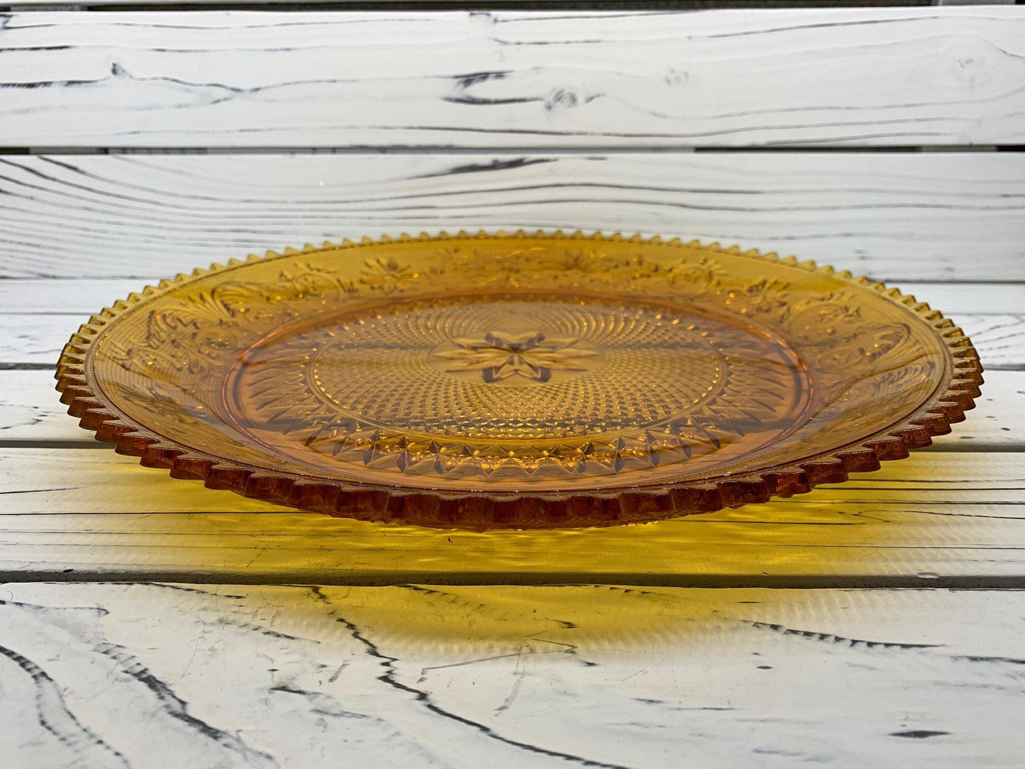 Vintage Indiana Glass Serving Platter, Amber Serving Condiments or Appetizers Dish -Located at Funkyhouse Vintage Antique Store, Weiser Idaho