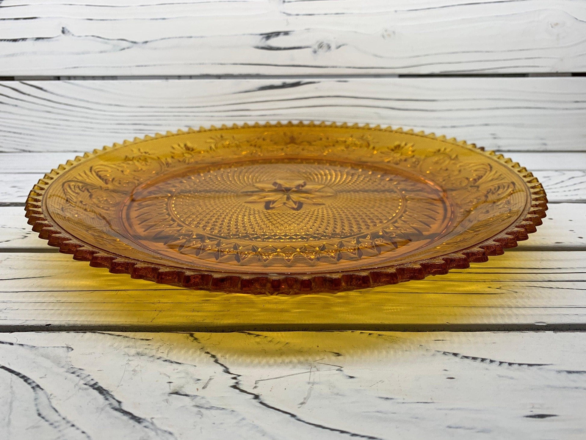 Vintage Indiana Glass Serving Platter, Amber Serving Condiments or Appetizers Dish -Located at Funkyhouse Vintage Antique Store, Weiser Idaho