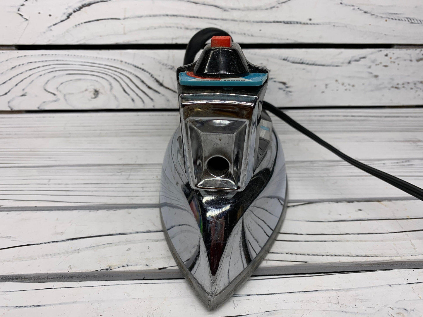 Vintage Iron By General Electric, Chrome Mid Century Clothes Iron, Permanent Press -Located at Funkyhouse Vintage Antique Store, Weiser Idaho