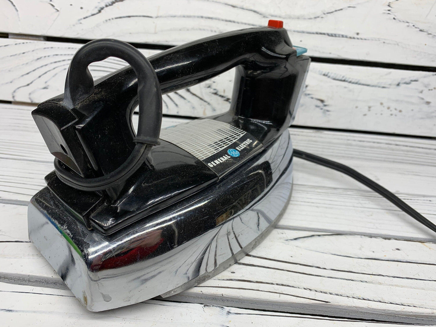 Vintage Iron By General Electric, Chrome Mid Century Clothes Iron, Permanent Press -Located at Funkyhouse Vintage Antique Store, Weiser Idaho