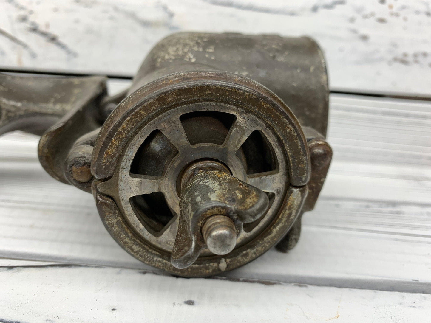 Vintage Meat Grinder, Antique Russwin No 1 Metal Kitchen Gadget, 1950s Kitchen, MCM Mid Century Modern -Located at Funkyhouse Vintage Antique Store, Weiser Idaho