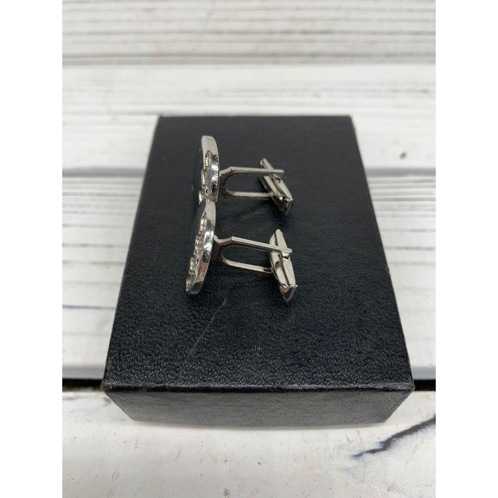 Vintage Mens Cufflinks, Silver Colored Simple Cuff Links For Men -Located at Funkyhouse Vintage Antique Store, Weiser Idaho