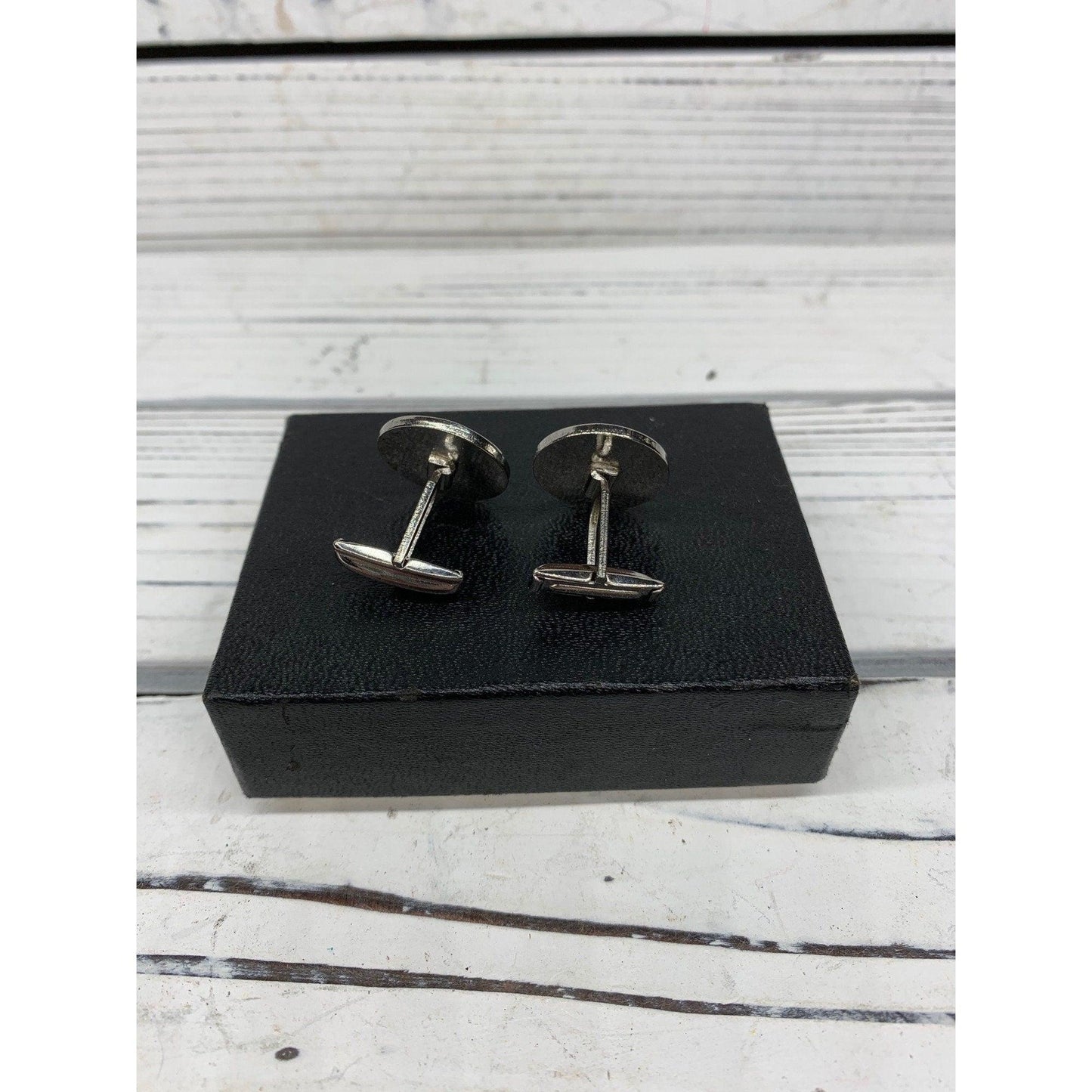 Vintage Mens Cufflinks, Silver Colored Simple Cuff Links For Men -Located at Funkyhouse Vintage Antique Store, Weiser Idaho