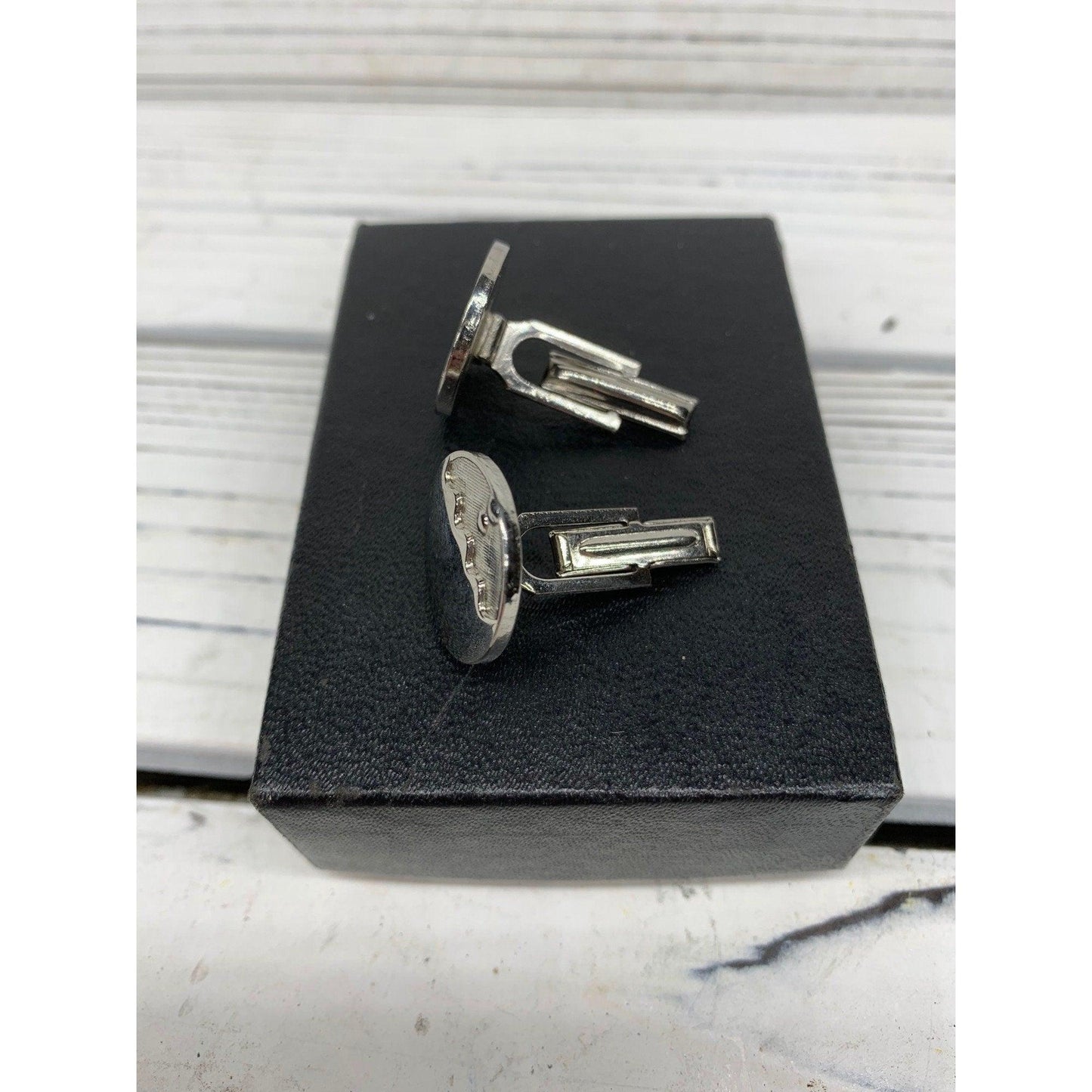Vintage Mens Cufflinks, Silver Colored Simple Cuff Links For Men -Located at Funkyhouse Vintage Antique Store, Weiser Idaho