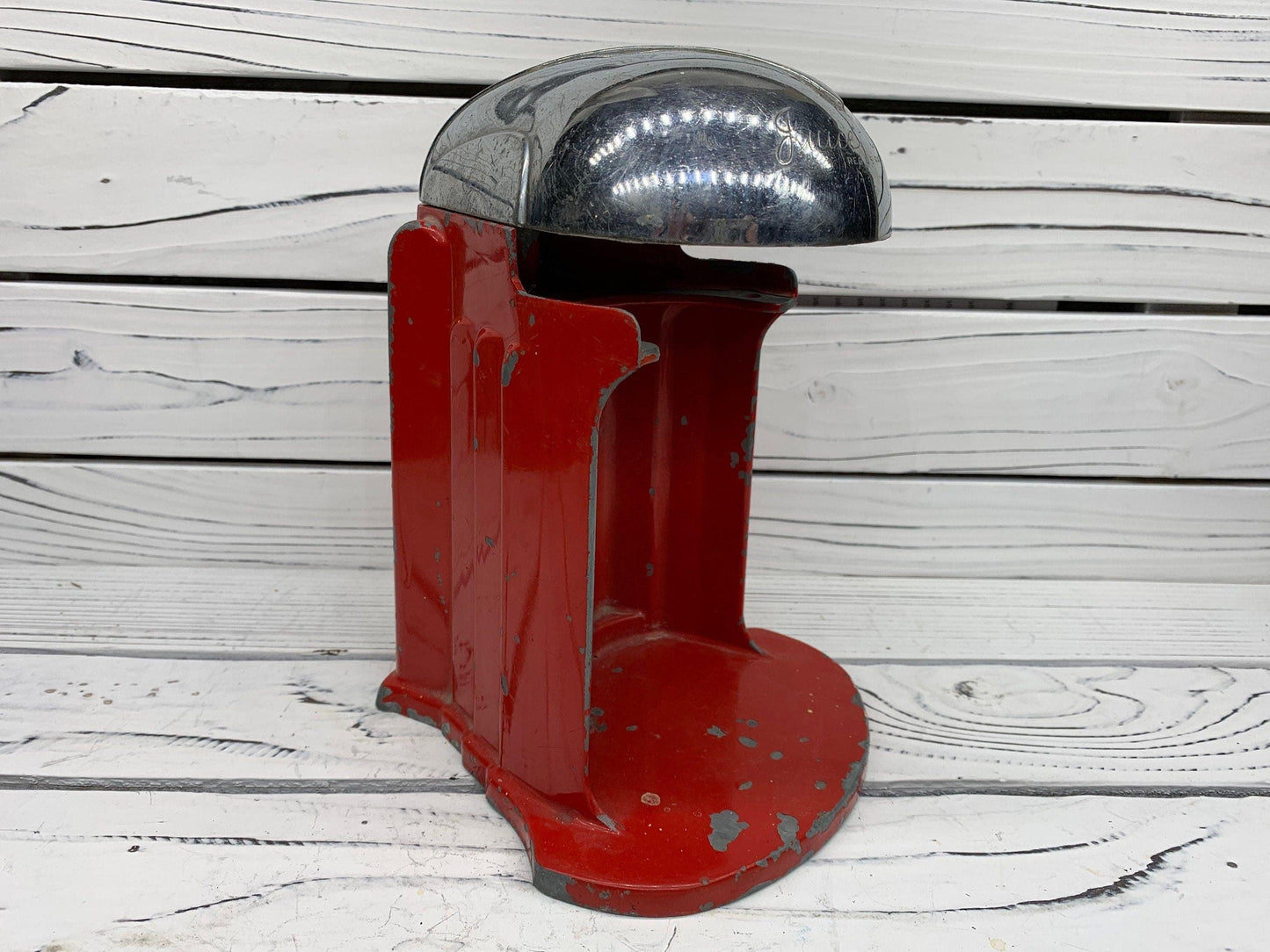 Vintage Metal Juicer, Juice O Mat Manual Red Juicer, 1950s Retro Kitchen Decor -Located at Funkyhouse Vintage Antique Store, Weiser Idaho