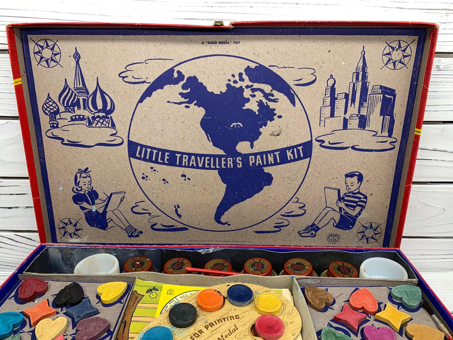 Vintage Paint Kit, Little Traveller's Paint Kit by Transogram Company NY, Vintage Toy -Located at Funkyhouse Vintage Antique Store, Weiser Idaho