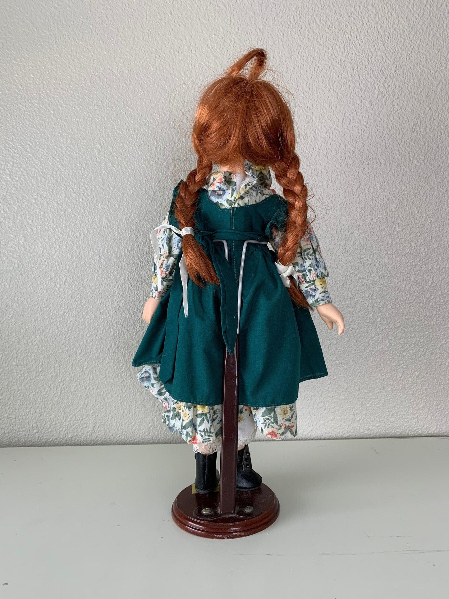 Vintage Porcelain Doll, Anne of Green Gable Red Hair and Green Dress -Located at Funkyhouse Vintage Antique Store, Weiser Idaho