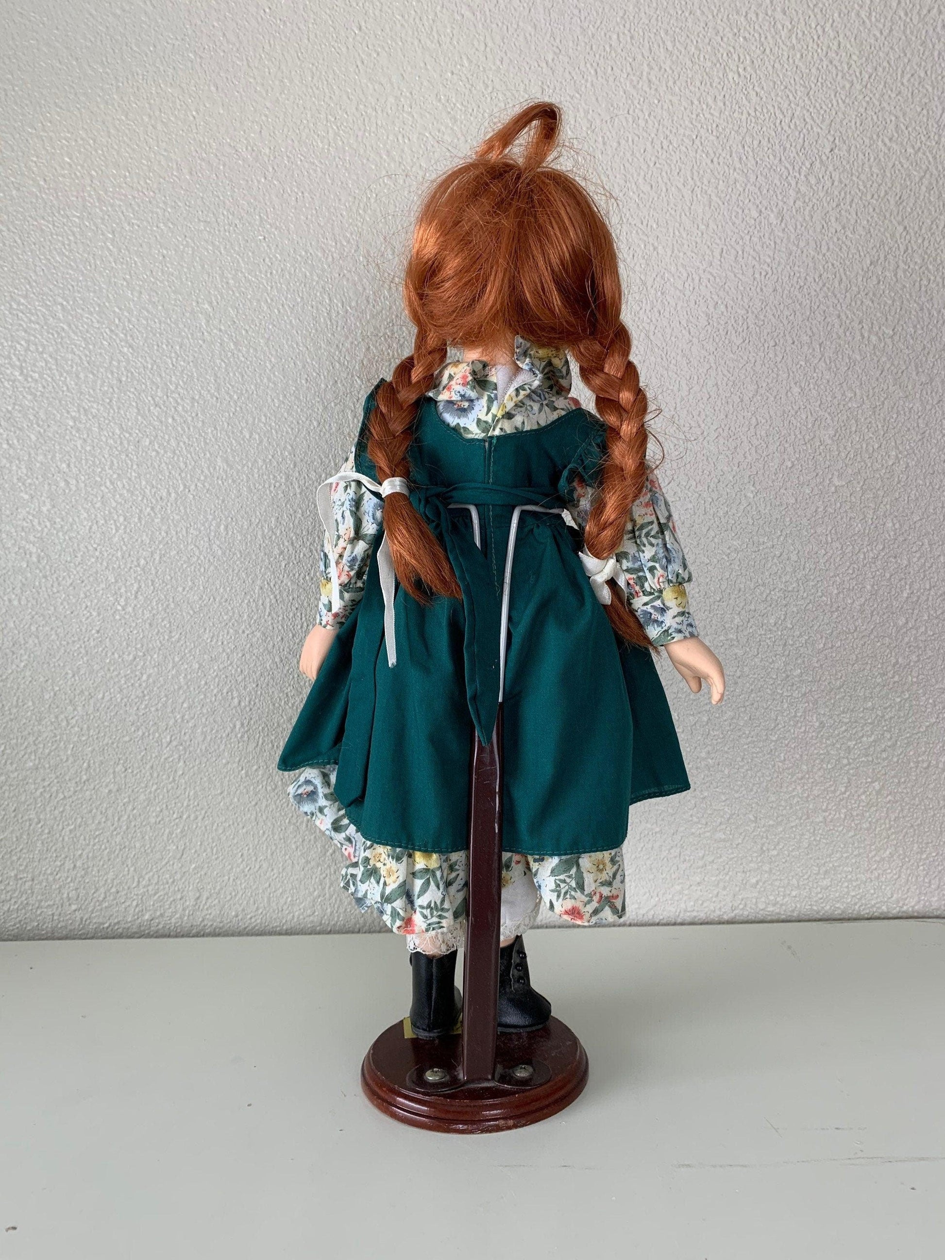 Vintage Porcelain Doll, Anne of Green Gable Red Hair and Green Dress -Located at Funkyhouse Vintage Antique Store, Weiser Idaho