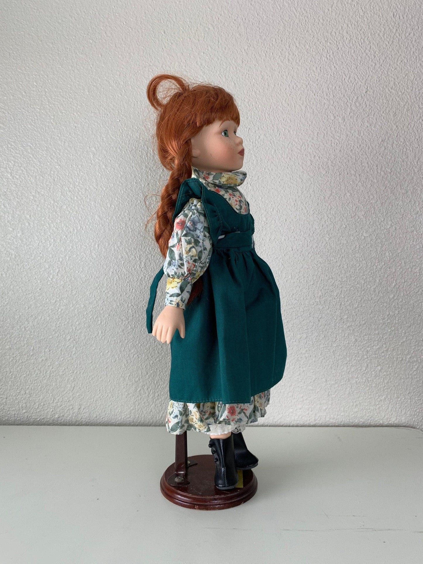 Vintage Porcelain Doll, Anne of Green Gable Red Hair and Green Dress -Located at Funkyhouse Vintage Antique Store, Weiser Idaho