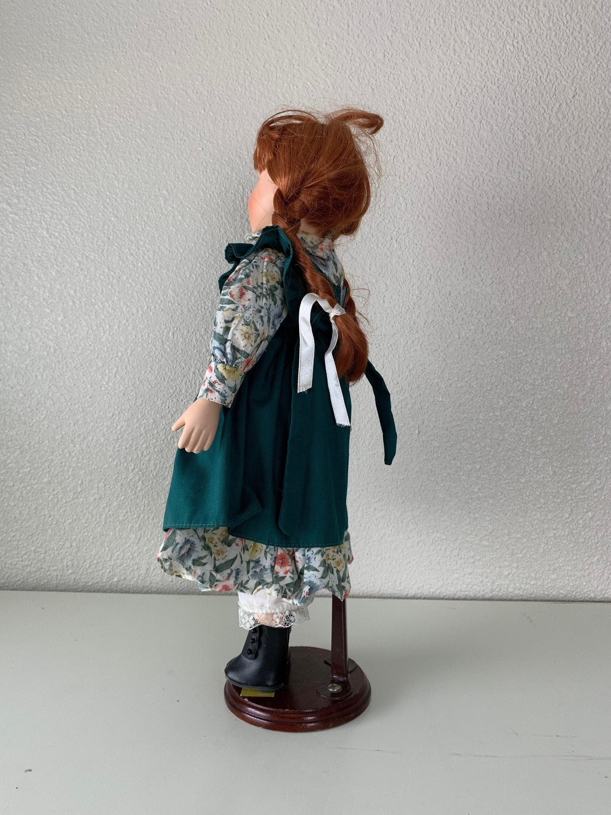 Vintage Porcelain Doll, Anne of Green Gable Red Hair and Green Dress -Located at Funkyhouse Vintage Antique Store, Weiser Idaho