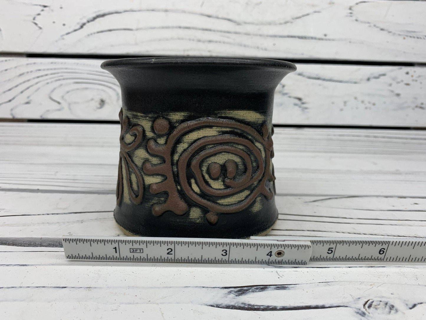 Vintage Pottery Vase Circa 1960s 1970s, Larry Parker Abstract Ceramic Art -Located at Funkyhouse Vintage Antique Store, Weiser Idaho