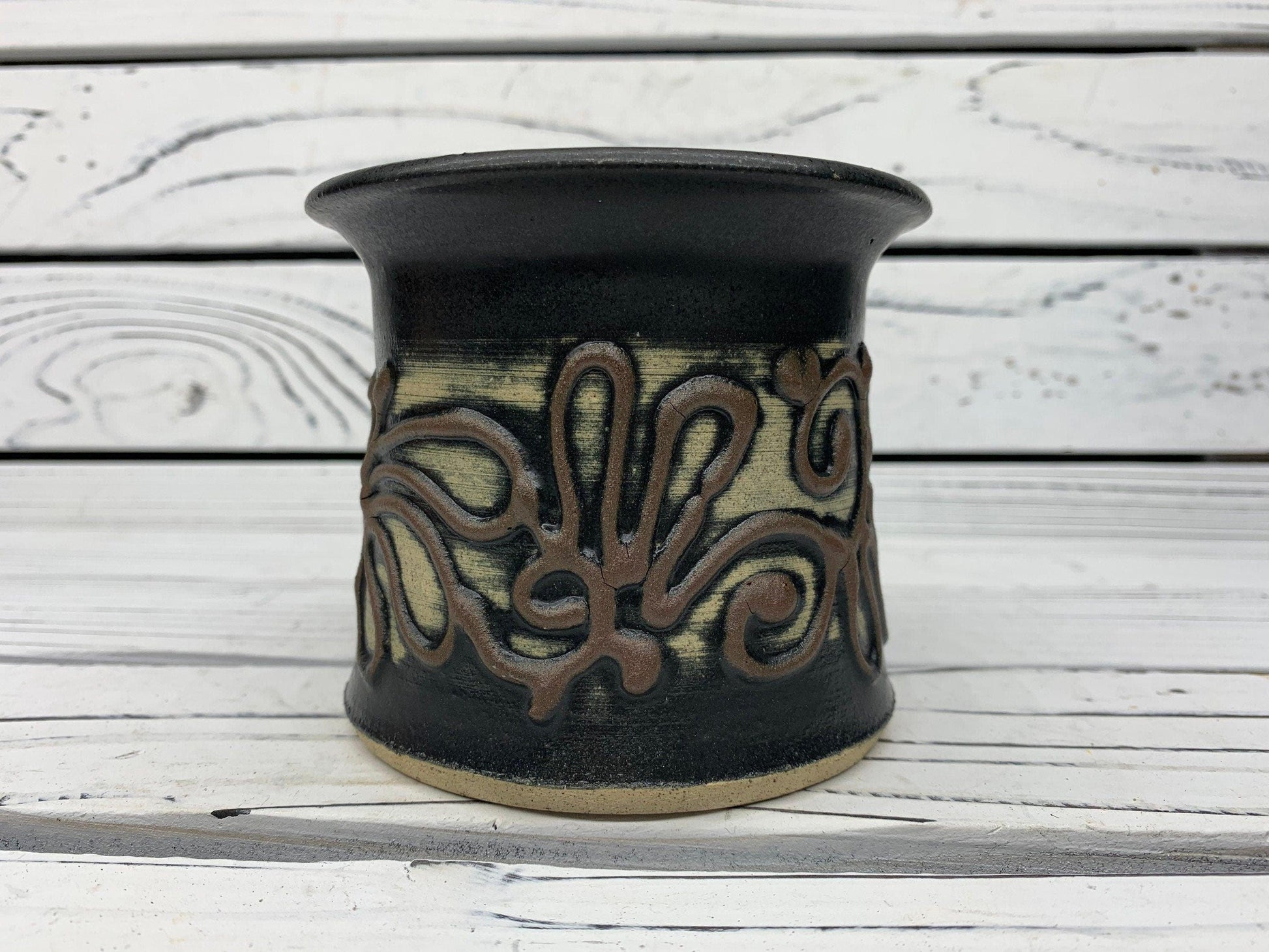 Vintage Pottery Vase Circa 1960s 1970s, Larry Parker Abstract Ceramic Art -Located at Funkyhouse Vintage Antique Store, Weiser Idaho
