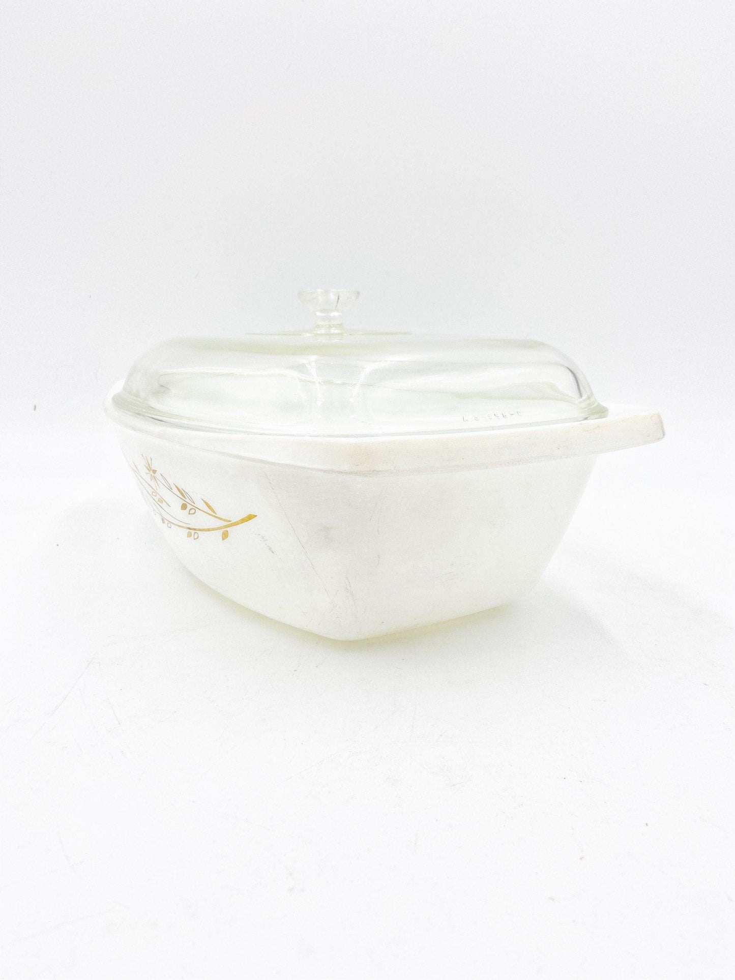 Vintage Pyrex Casserole Dish, 4 Quart Cookware, Golden Honeysuckle Pattern, Country Farmhouse Kitchen, Casserole Dish -Located at Funkyhouse Vintage Antique Store, Weiser Idaho