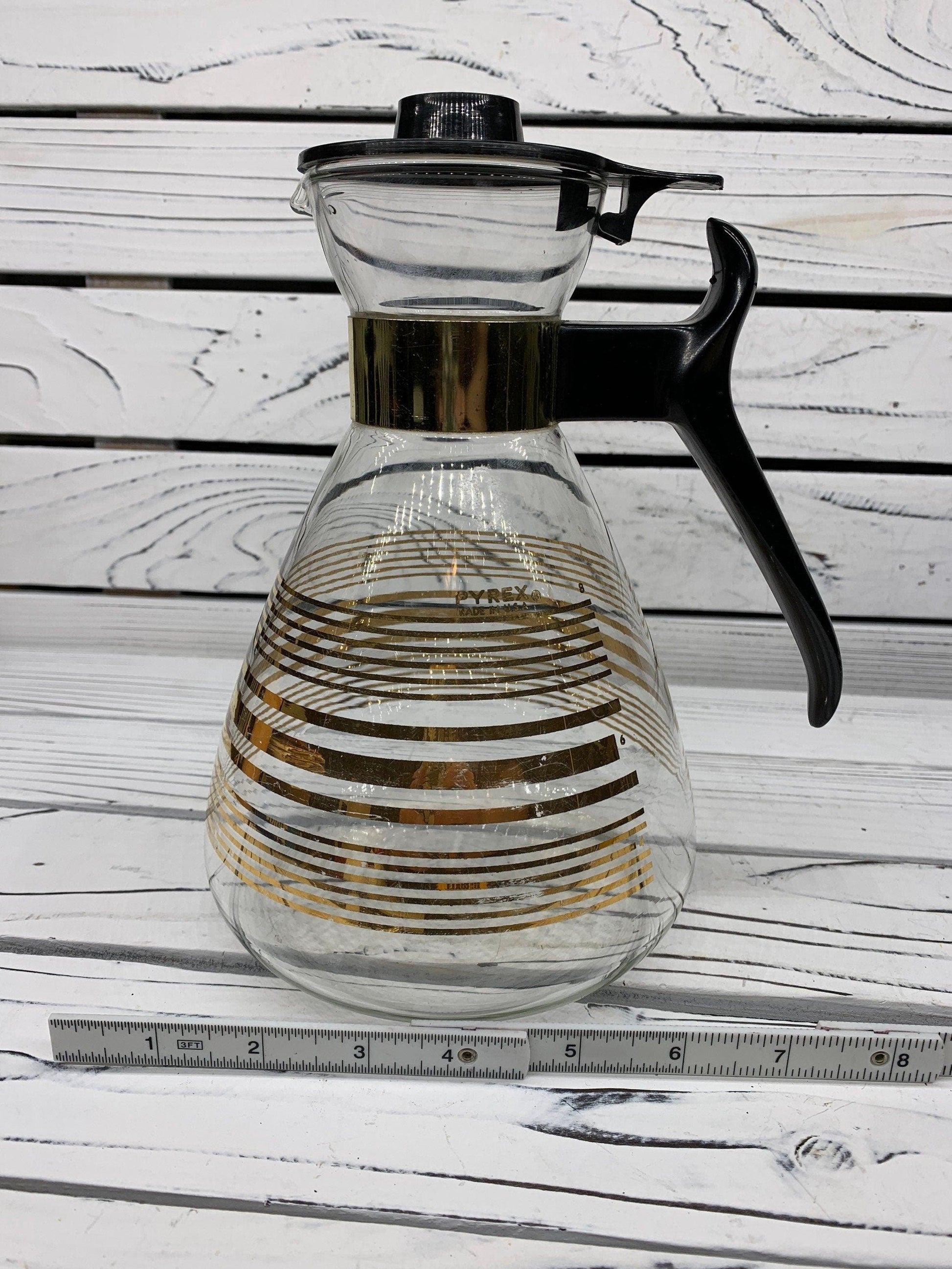 Vintage Pyrex Glass Coffee Carafe, Clear Tea Kettle, Antique Tea