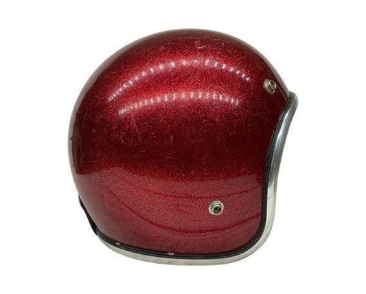 Vintage Red Sparkly Motorcycle Helmet, America 60s 70s Helmet by Arthur Fulmer, AF 40 -Located at Funkyhouse Vintage Antique Store, Weiser Idaho