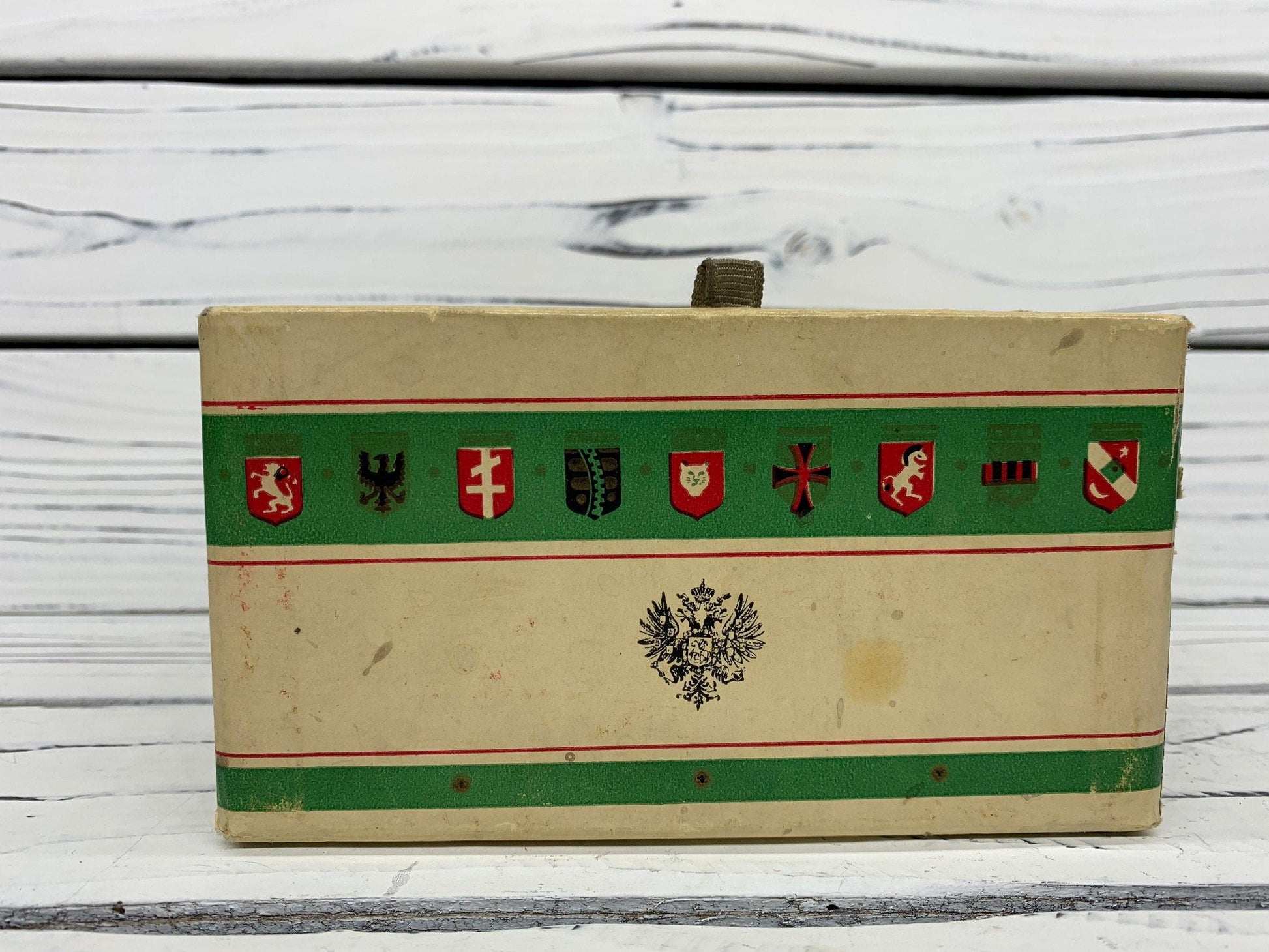 Vintage Russian Apris Le Bain Dusting Powder with Puff, Partial Contents -Located at Funkyhouse Vintage Antique Store, Weiser Idaho