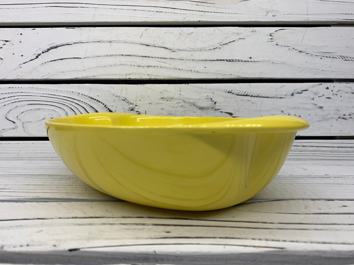 Vintage Serving Bowl By Lenox Ware, Yellow Plastic Mid Century Bowl, 1950s Retro Kitchen -Located at Funkyhouse Vintage Antique Store, Weiser Idaho