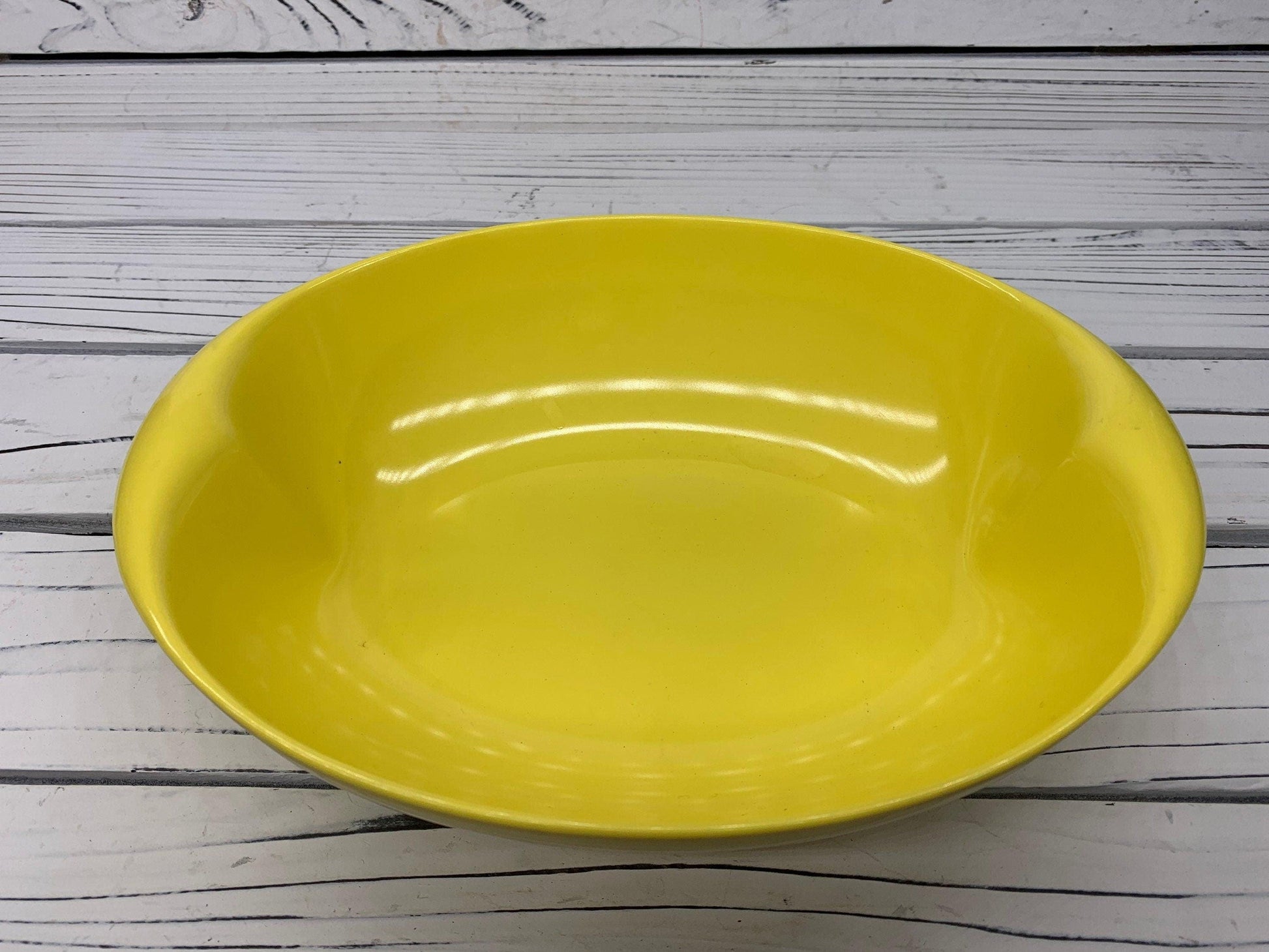 Vintage Serving Bowl By Lenox Ware, Yellow Plastic Mid Century Bowl, 1950s Retro Kitchen -Located at Funkyhouse Vintage Antique Store, Weiser Idaho
